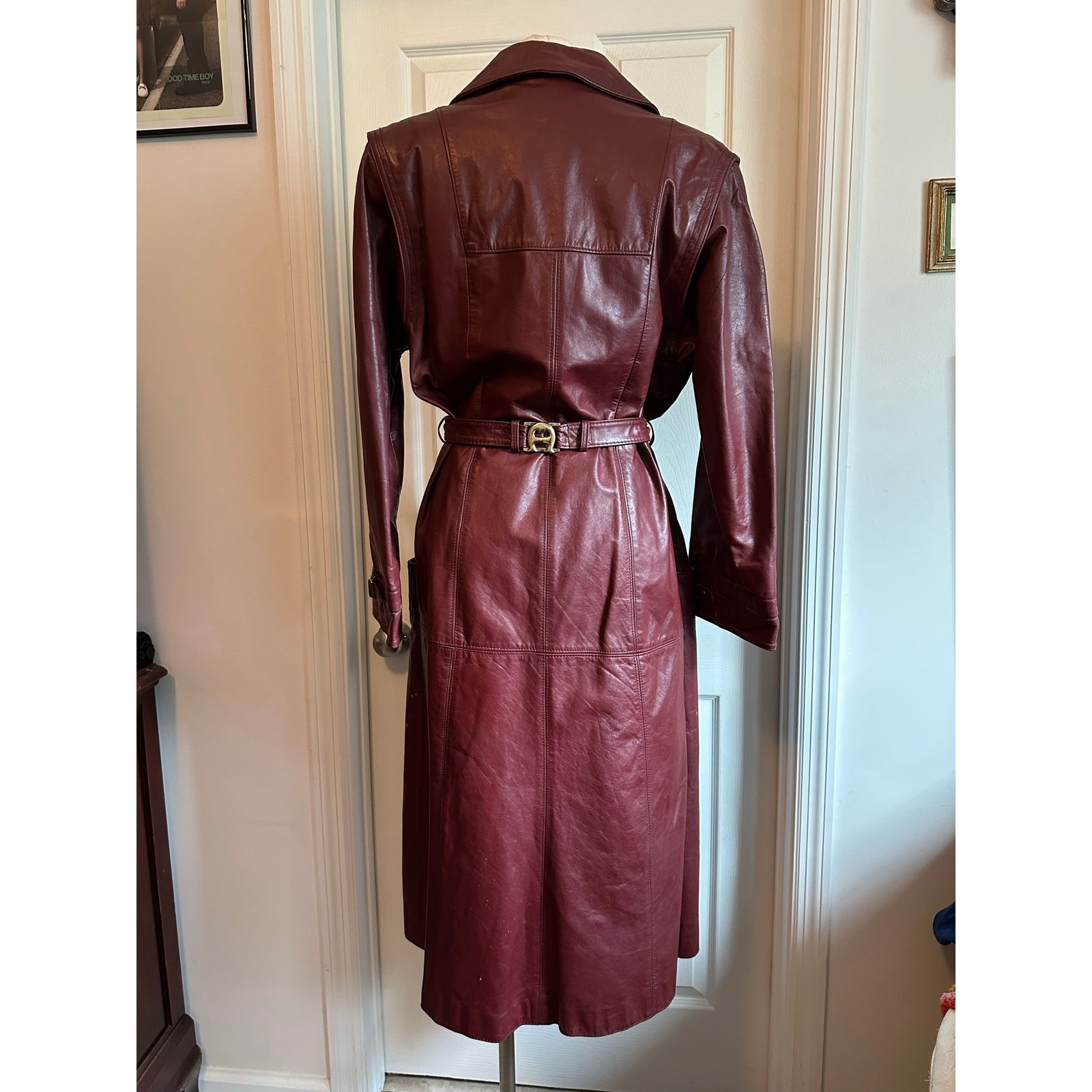 Vintage Etienne Aigner leather trench with brass accent. Vintage Etienne Aigner leather trench with brass accent.