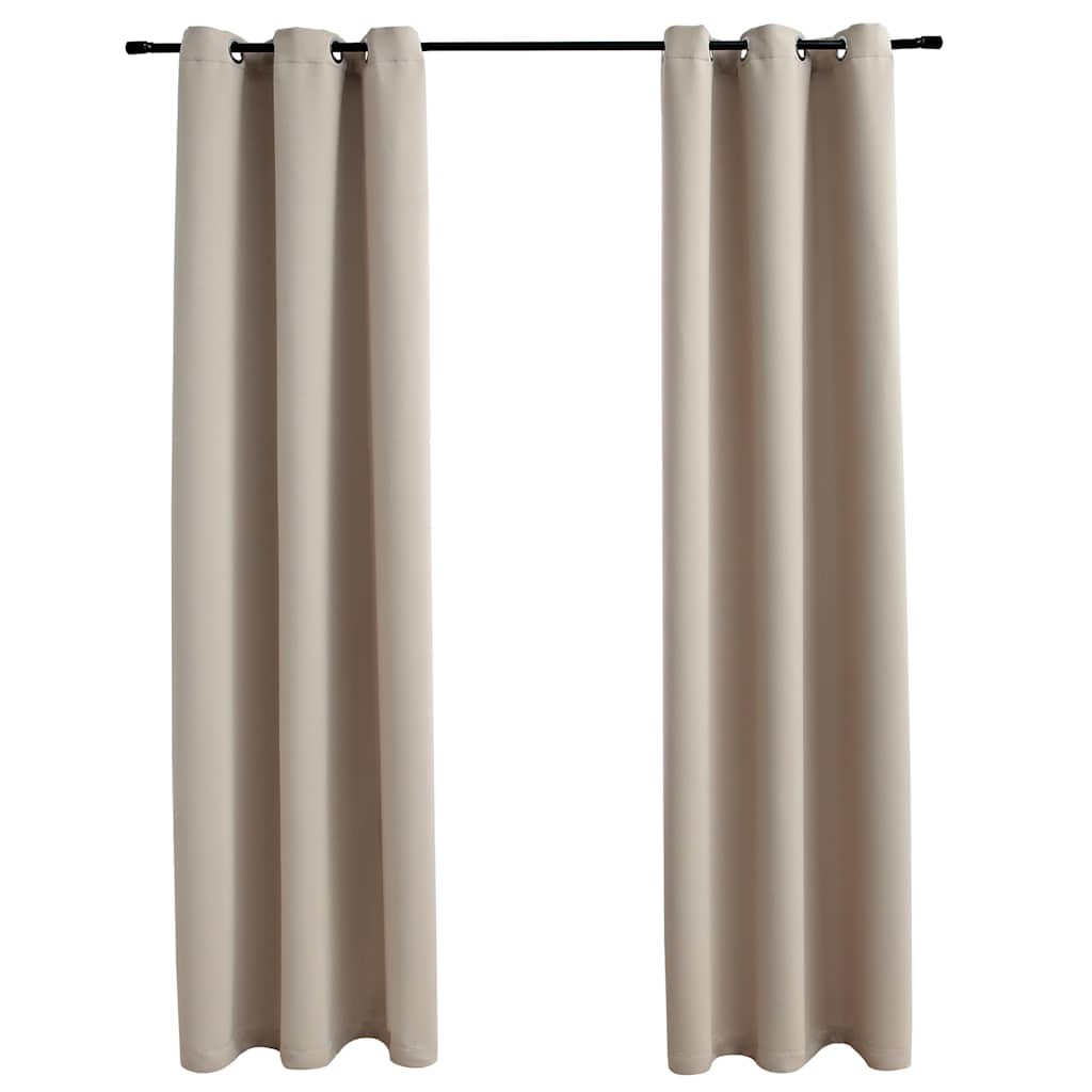 VidaXL Blackout Curtains With Rings 2 Pcs Beige 37x84 Fabric