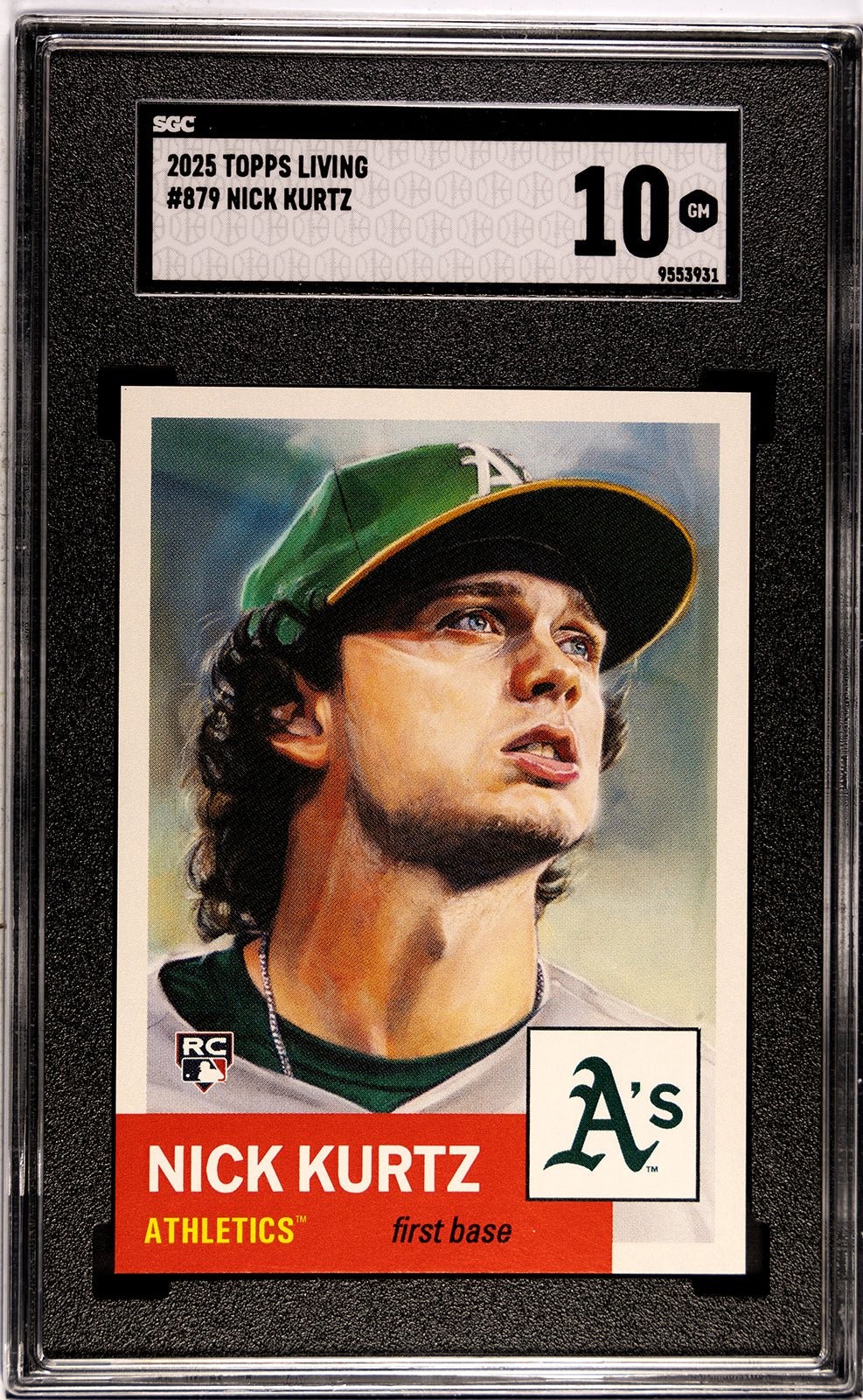 Graded 2025 Topps Living Nick Kurtz #879 Rookie RC Card SGC 10 Gem Mint Graded 2025 Topps Living Nick Kurtz #879 Rookie RC Card SGC 10 Gem Mint