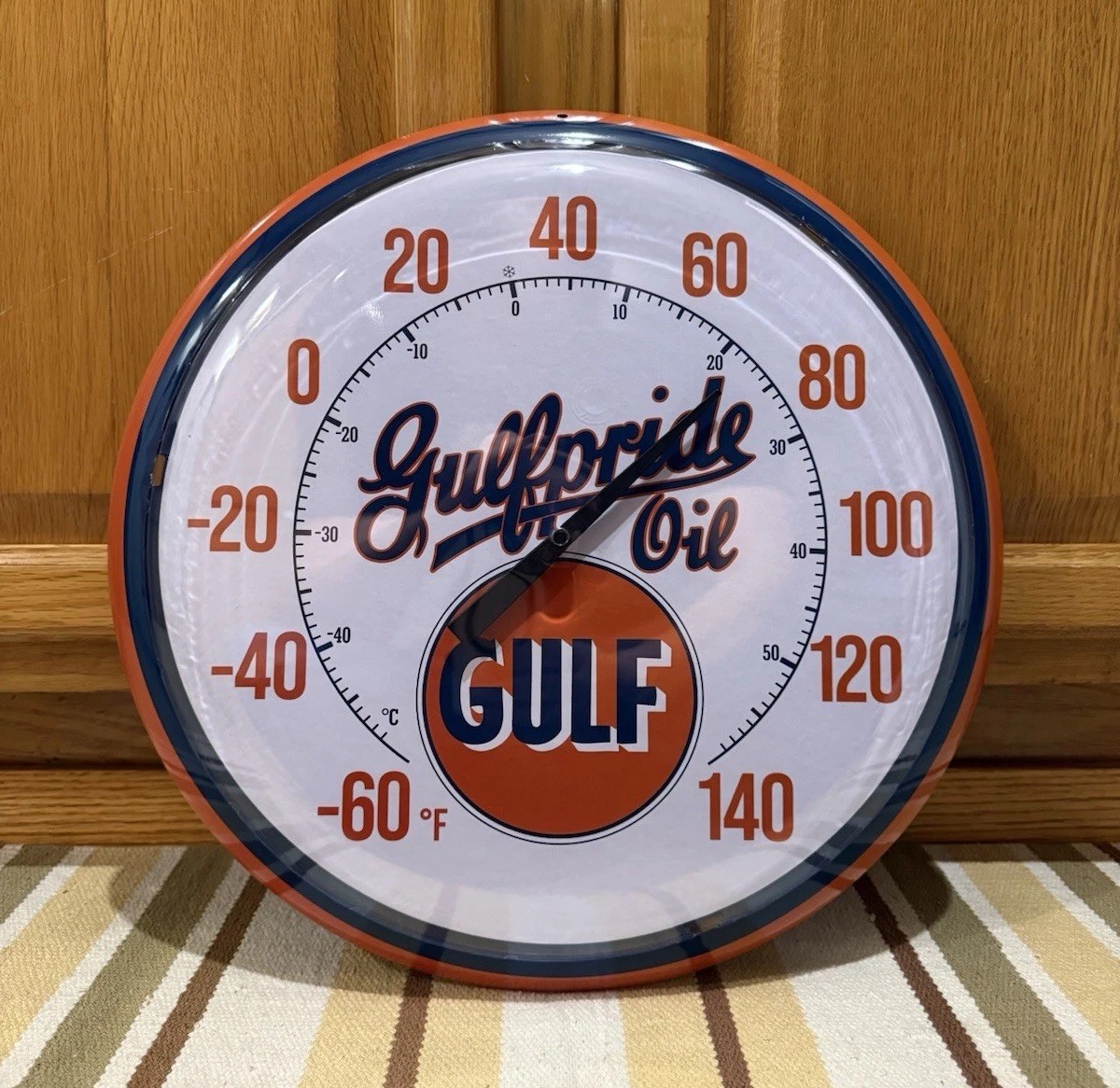 Gulf Thermometer Sign Gas Oil Garage Parts Tools Vintage Style Wall Decor