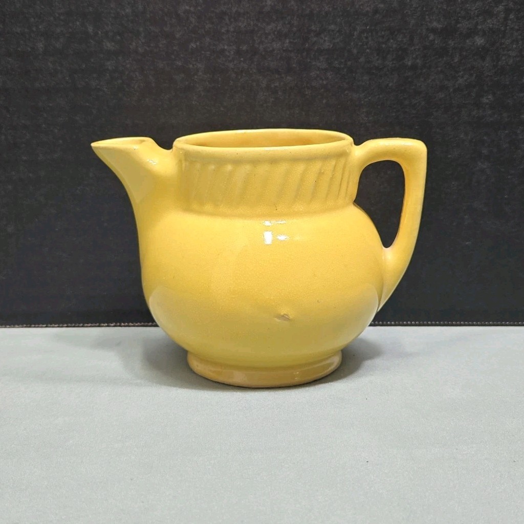 Vintage Yellow Salada Tea Teapot No Lid Small Ball Pitcher 1930s Art Deco