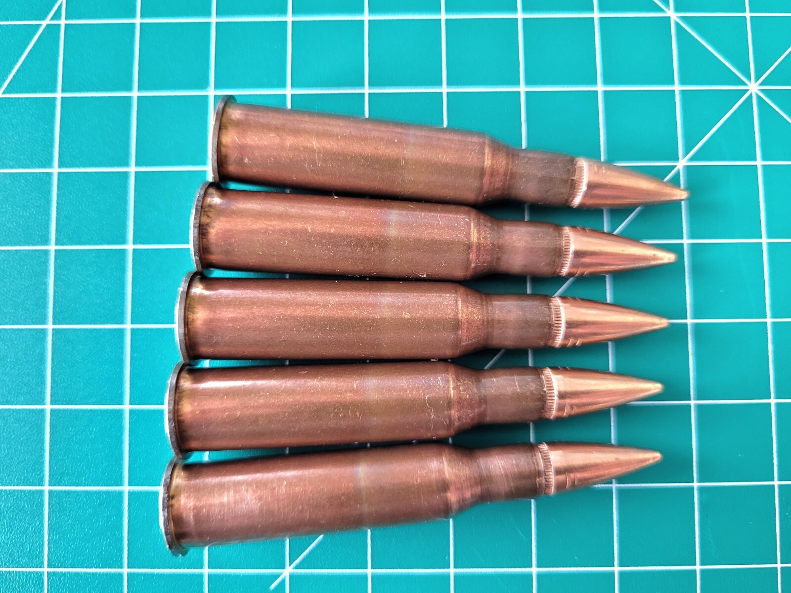 7.62x54R SNAP CAPS SET OF 5 Safety Training Copper Washed Mosin Nagant 