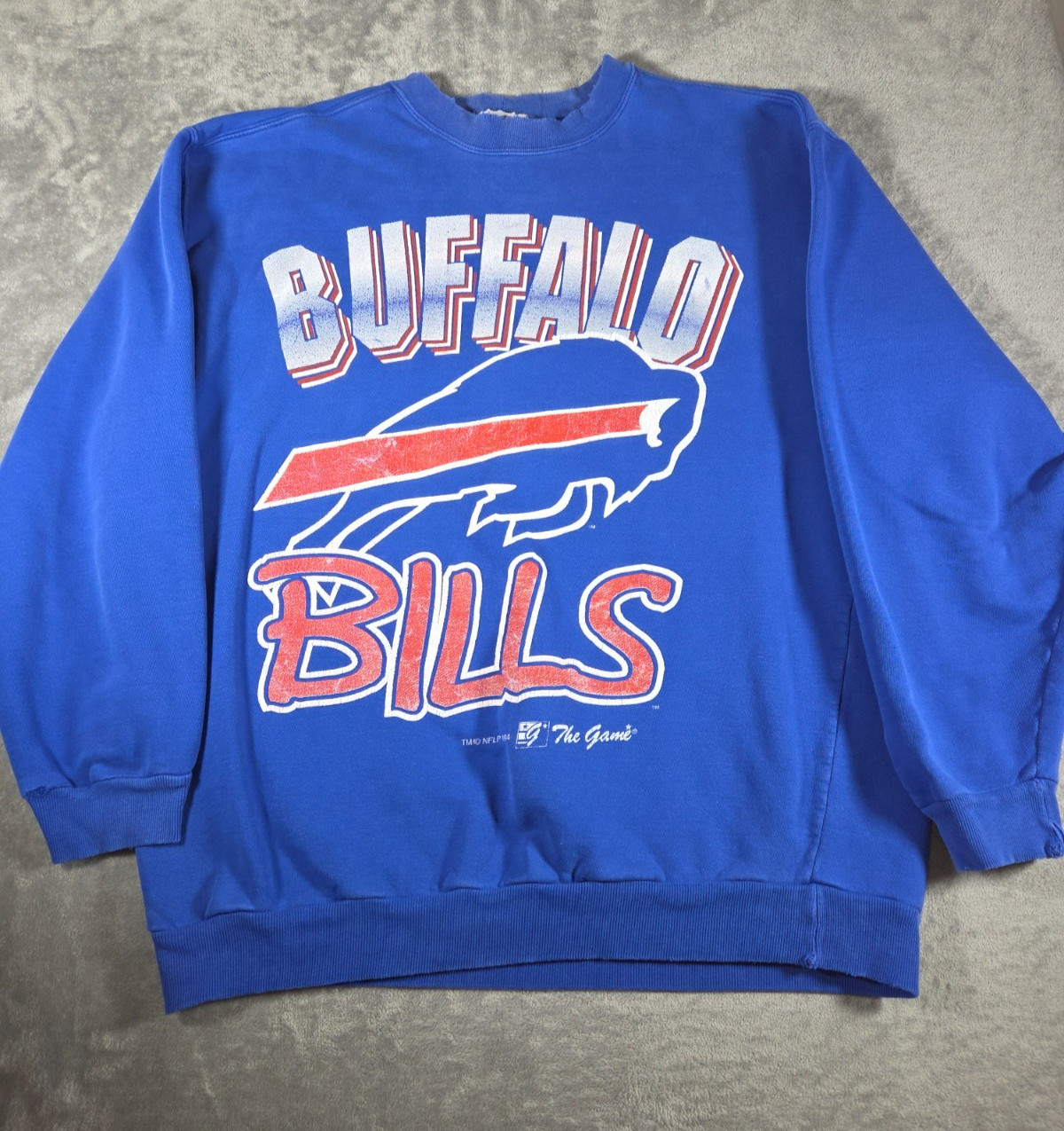 Vintage 1994 Buffalo Bills Crewneck Sweatshirt L The Game Thrashed Distressed 90 Vintage 1994 Buffalo Bills Crewneck Sweatshirt L The Game Thrashed Distressed 90