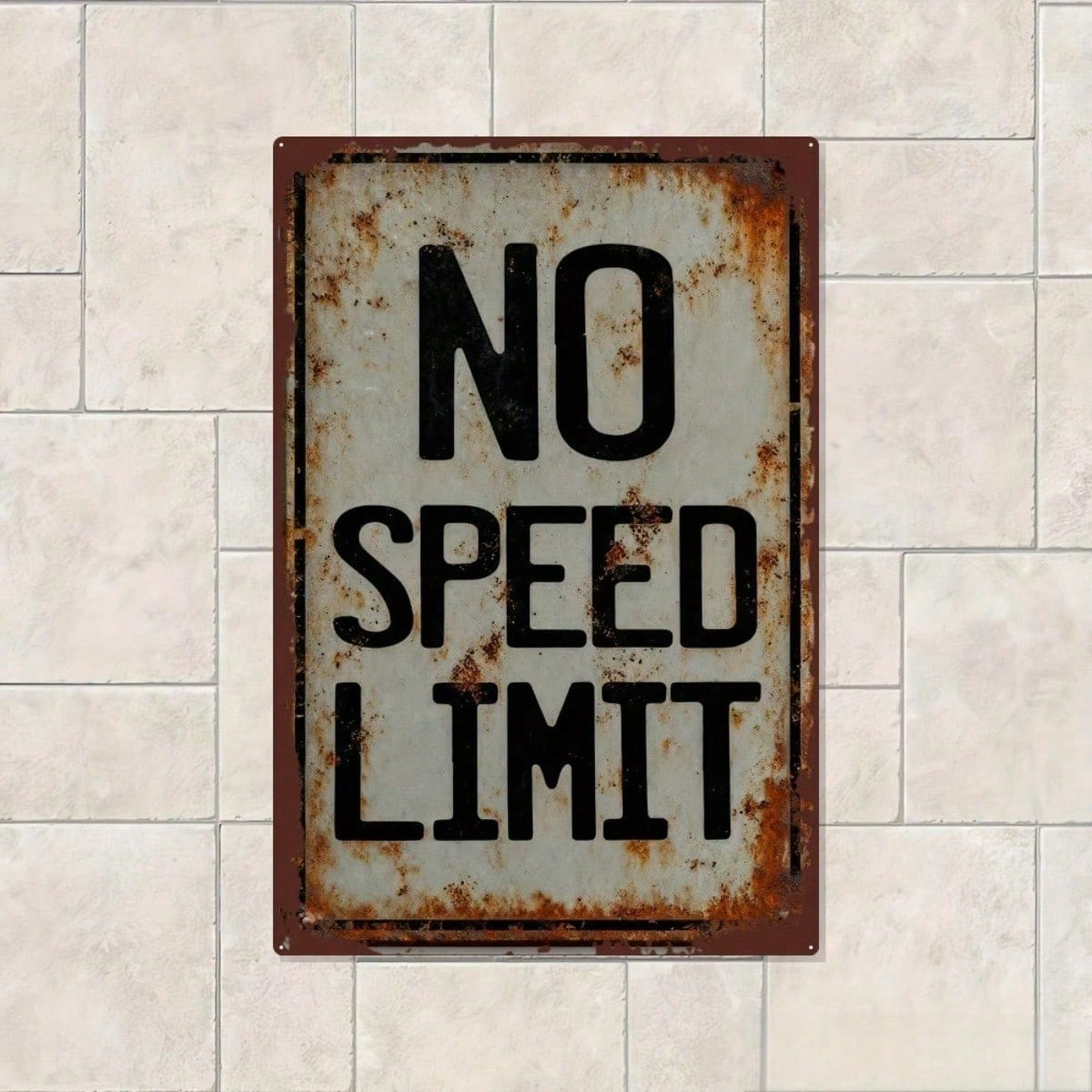CIFbuy Vintage No Speed Limit 2D Flat Metal Sign Rustic Iron Wall Mounted Plaque