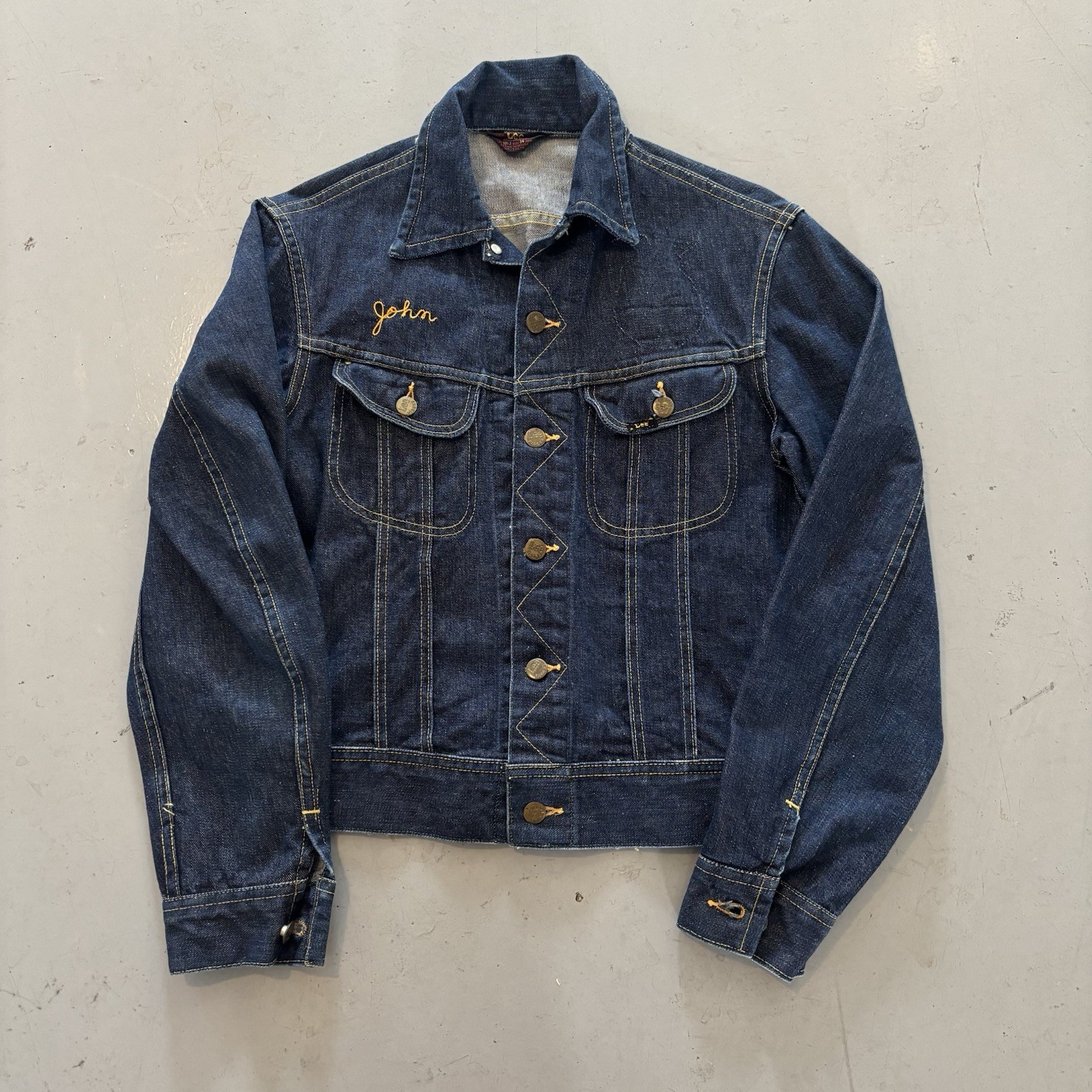 RARE dark vintage 1950’s lee 101-j denim trucker jacket chainstitched FFA size S