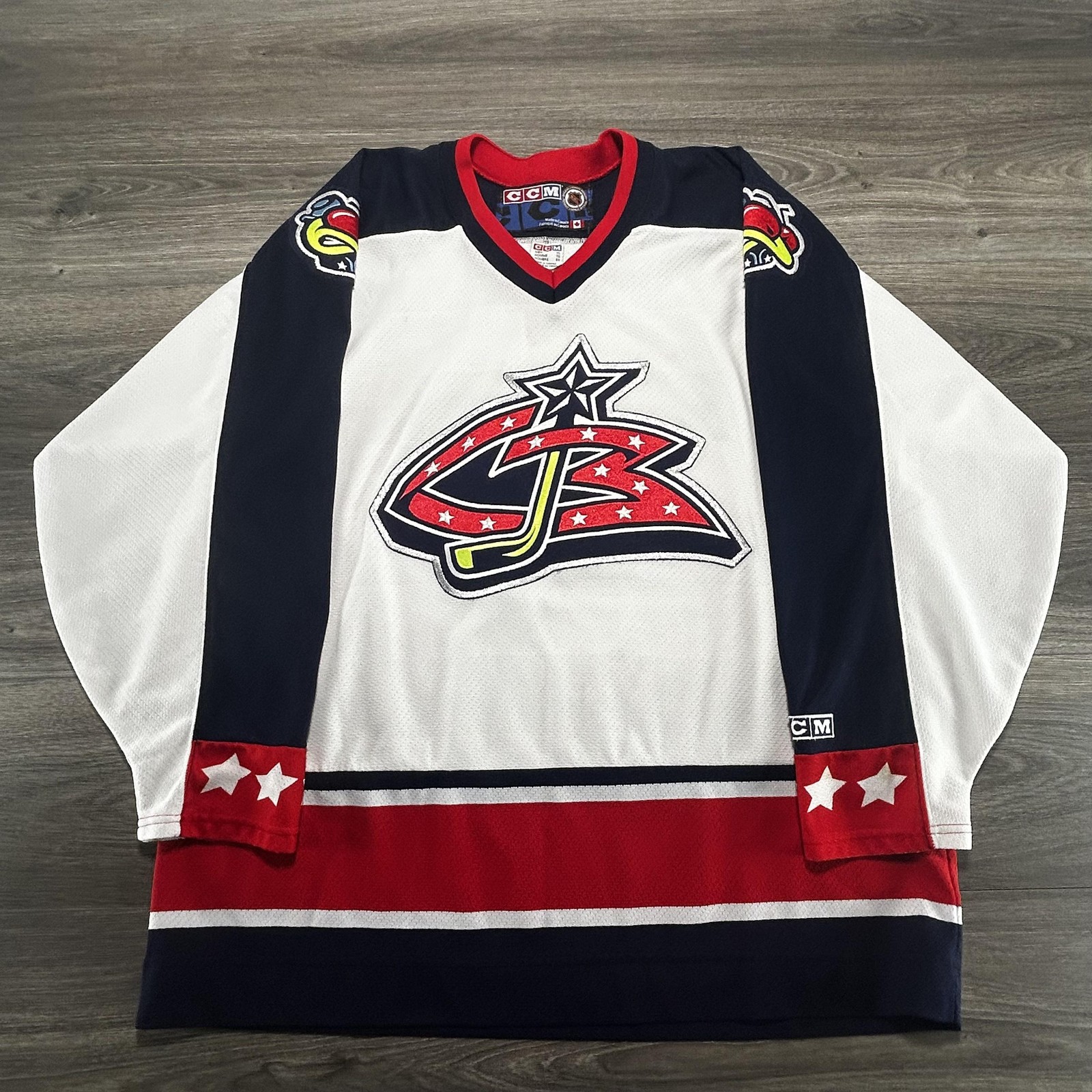 Vintage Columbus Blue Jackets Jersey Mens XL White NHL Hockey CCM Canada