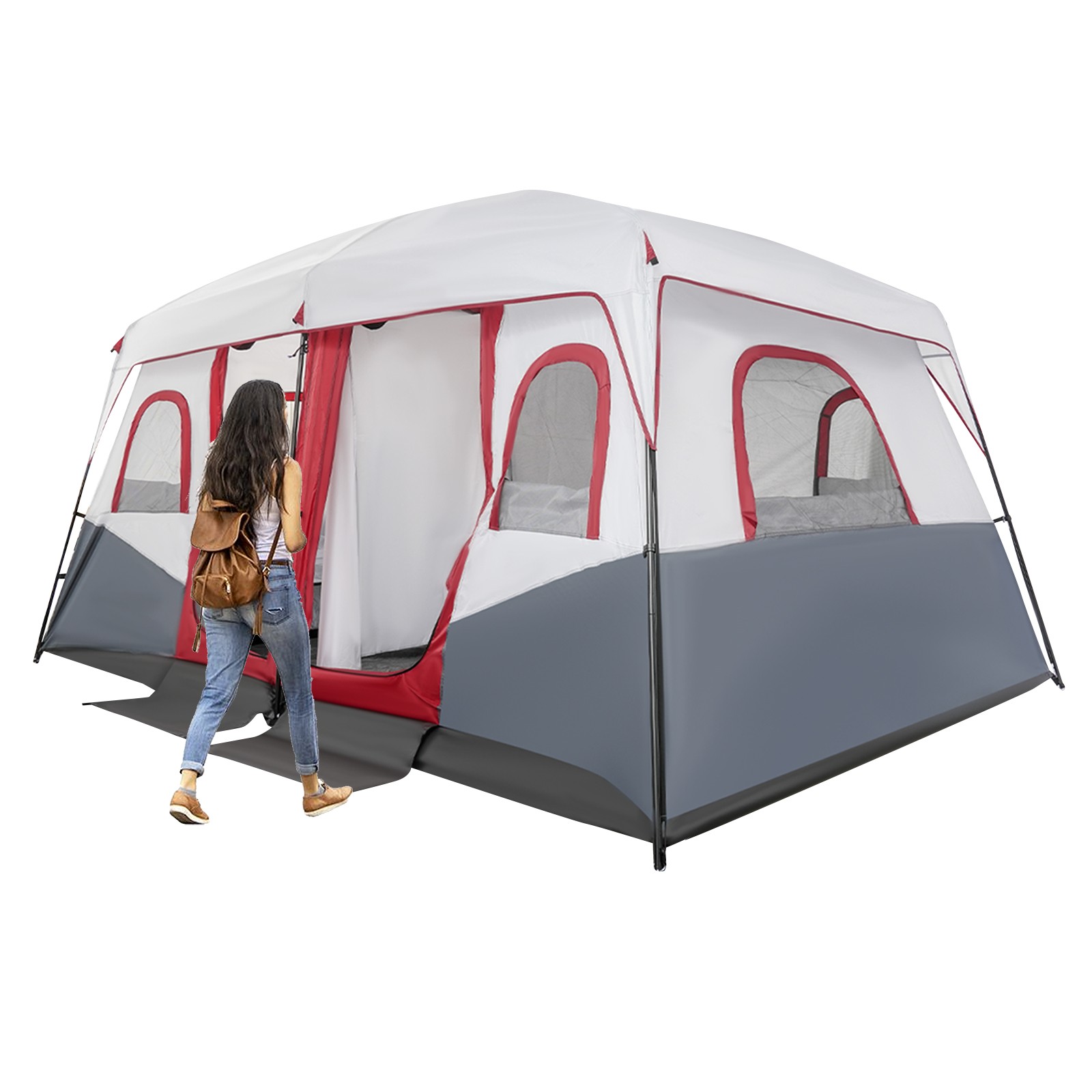 8-12 Person Windproof Waterproof Camping Tent, 14x10ft Large Family Outdoor Tent