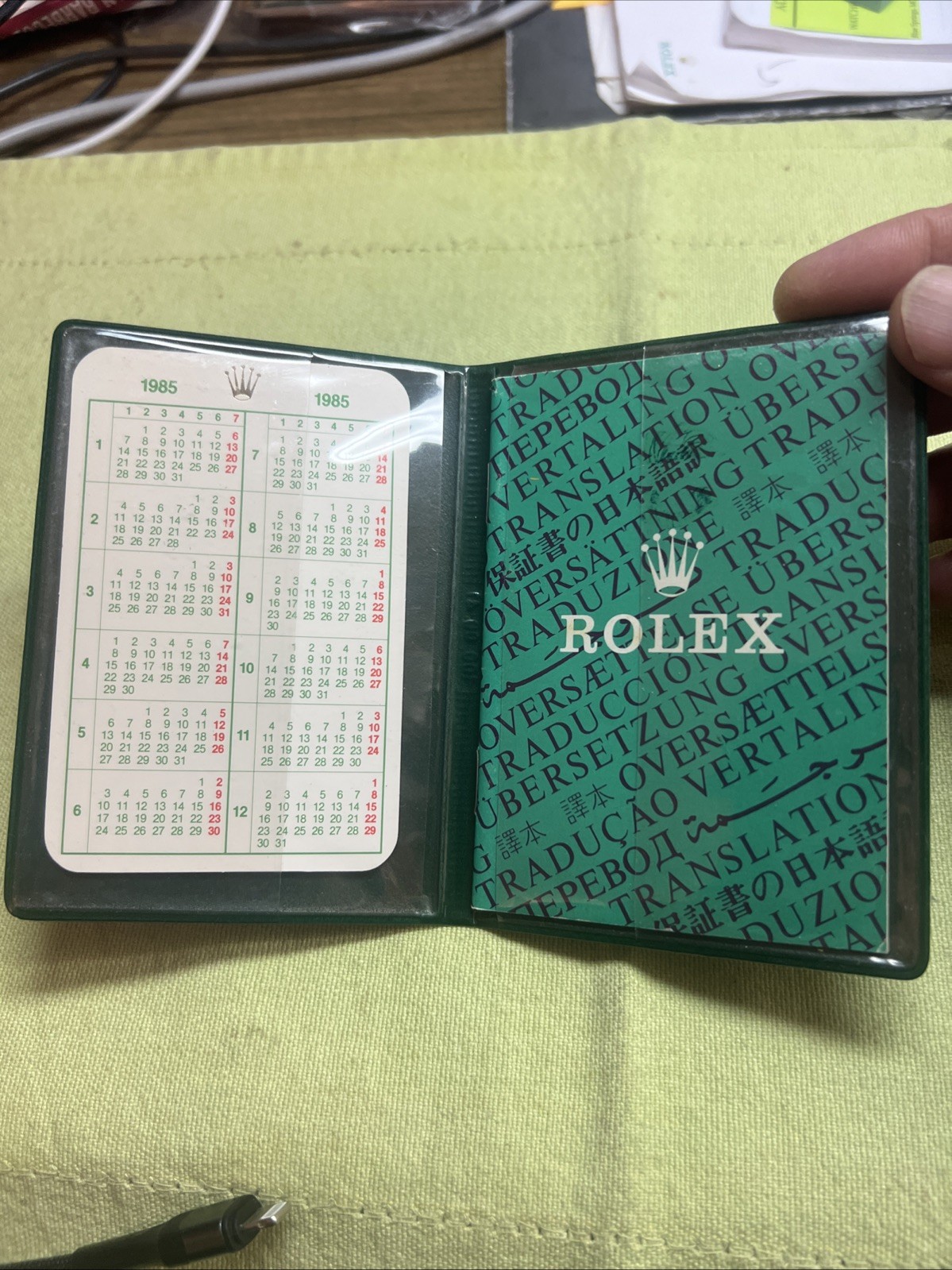 Vintage Rolex wallet /paper holder; translation Book 571.22 &1985 calendar Set❗️ Vintage Rolex wallet /paper holder; translation Book 571.22 &1985 calendar Set❗️