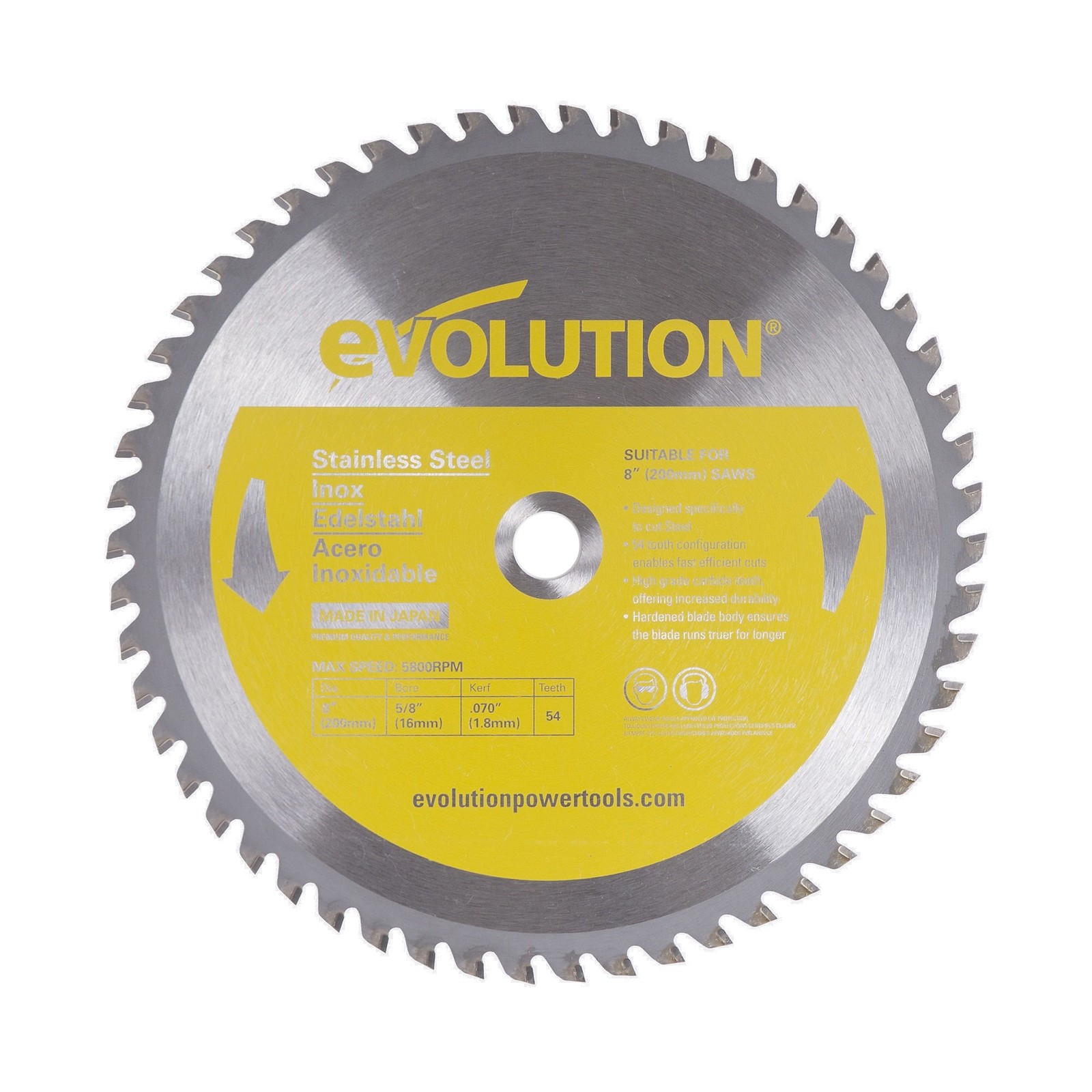 Evolution Power Tools 8BLADESS Stainless Steel Cutting Saw Blade, 8-Inch