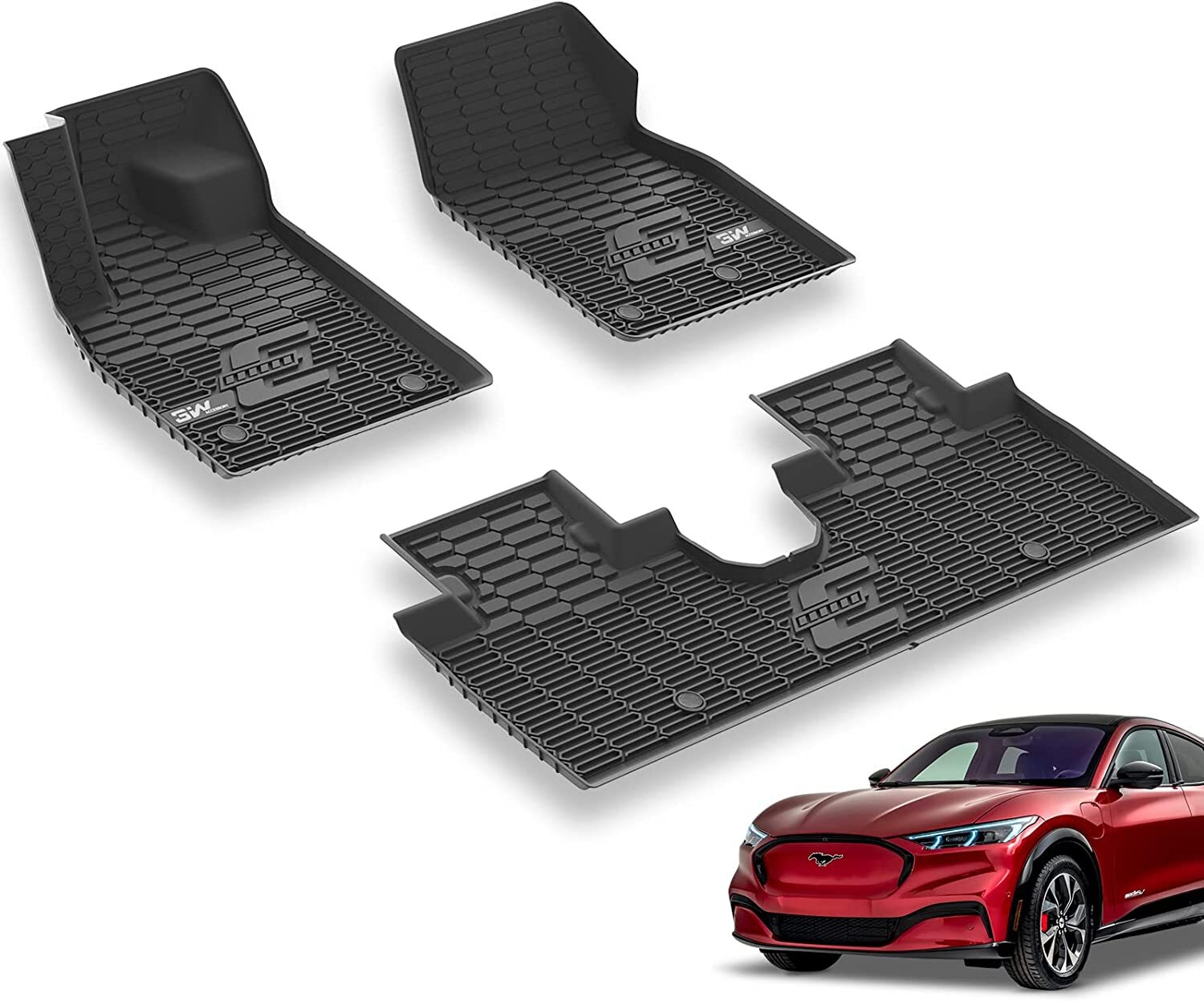 3W Auto Floor Mats&Cargo Liner All Weather for Ford Mustang Mach E 2021-2025 TPE