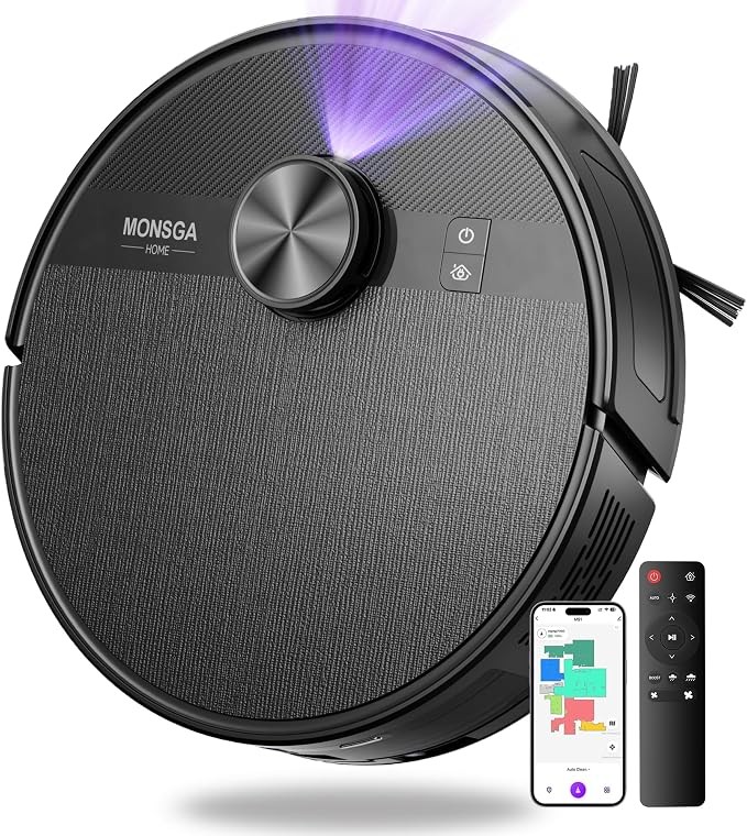 MONSGA MS1 Robot Vacuum Mop Lidar 7000Pa 180min App Voice Hard Floor Carpet