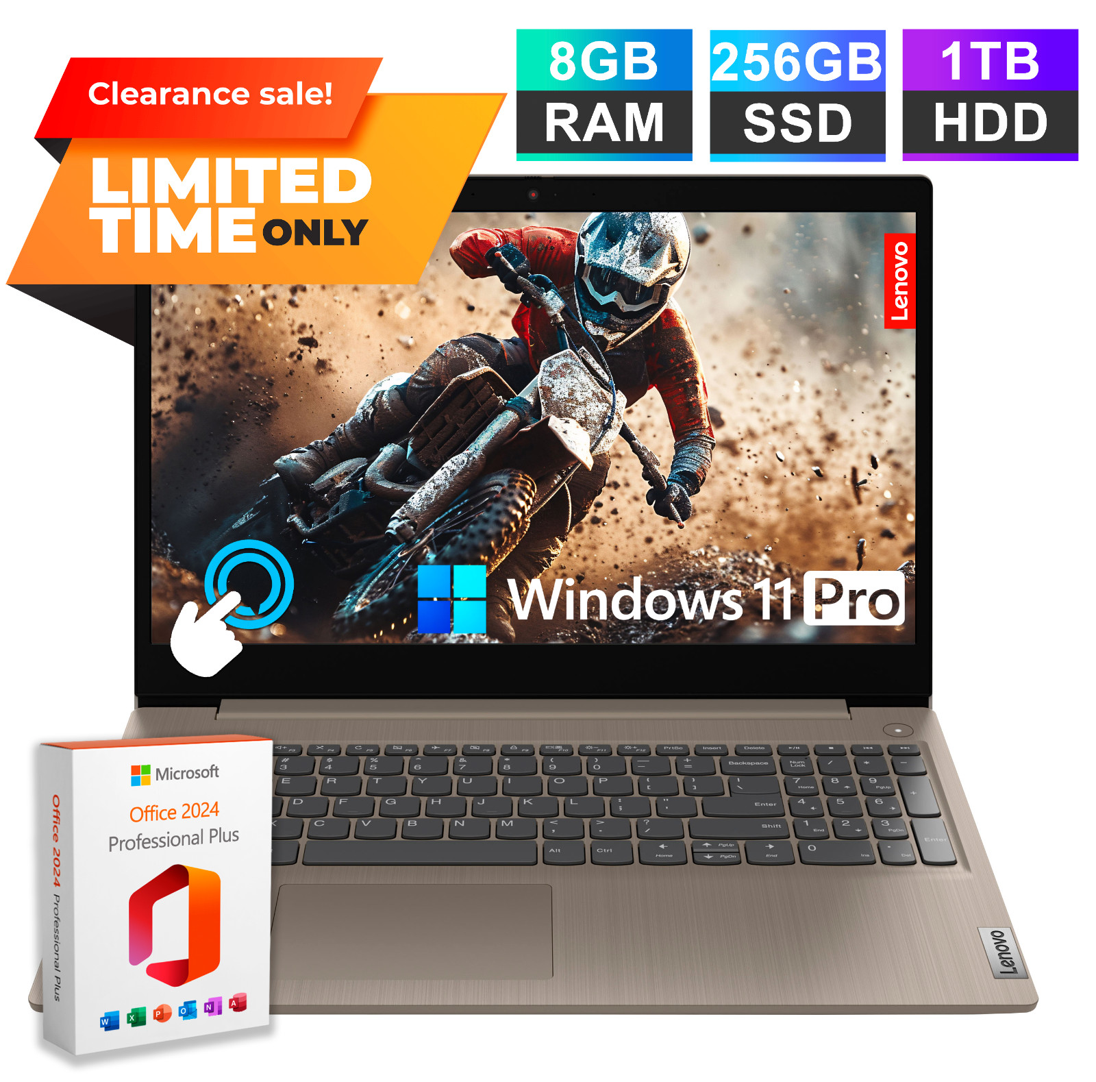 Lenovo IdeaPad 3i Touch Laptop 15 Intel i5 8GB RAM 1.25TB SSD Win 11 Office 2024