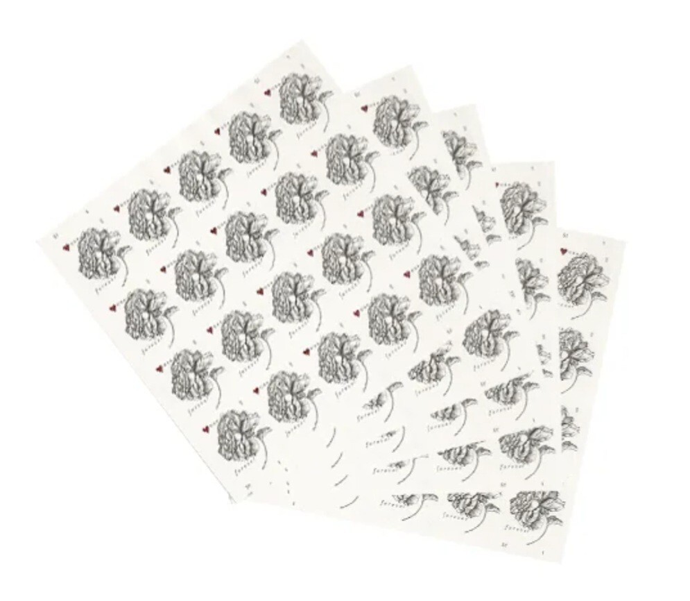 10 Sheets 200 FOREVER Stamps Wedding Vintage Rose 