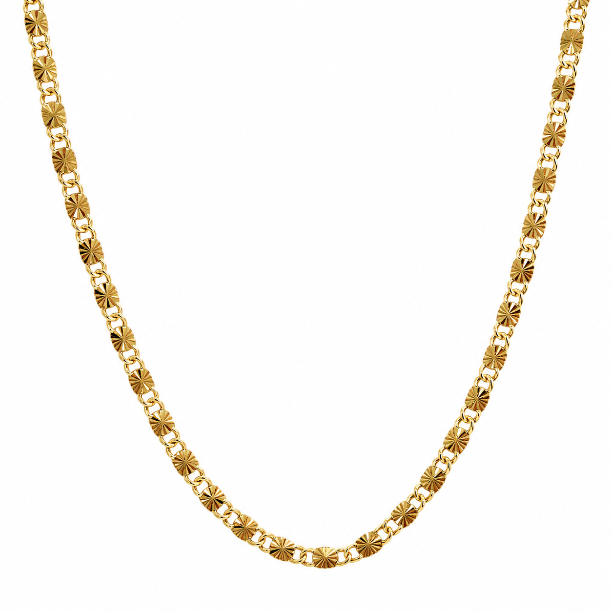 Italian 1/200 22in 14K Yellow Gold Oro Diamond Cut Valentino Mariner Link Chain