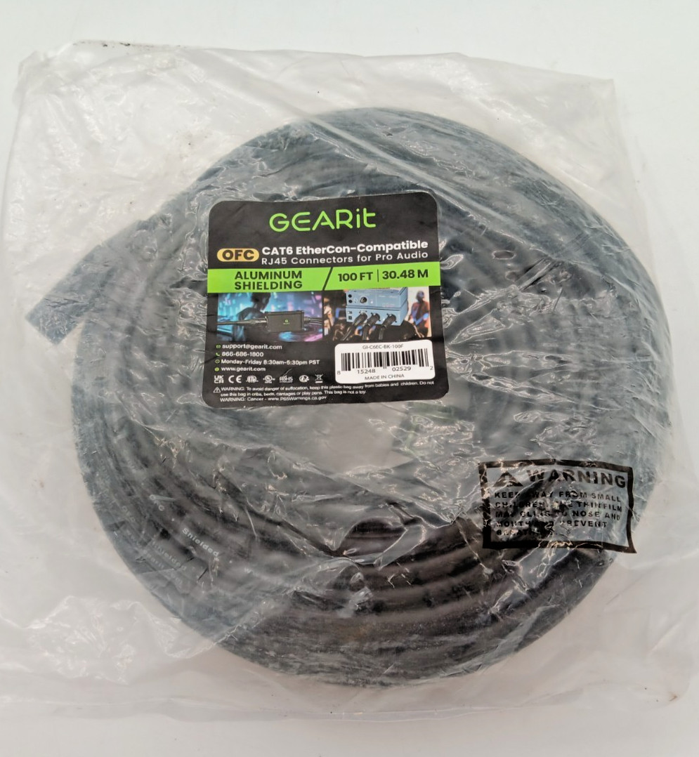 GEARIT | CAT 6 ETHERCON-COMPATIBLE | 100FT | 30.48M | OFC | ALUMINUM SHIELDING GEARIT | CAT 6 ETHERCON-COMPATIBLE | 100FT | 30.48M | OFC | ALUMINUM SHIELDING