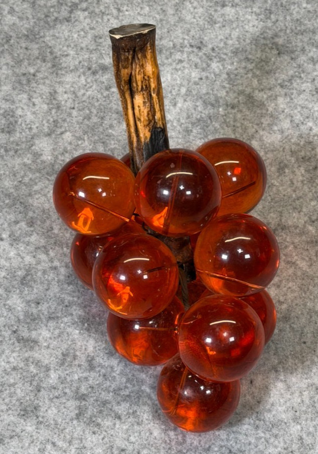 Vintage 1960s Lucite Orange Amber Grapes Cluster MCM decor