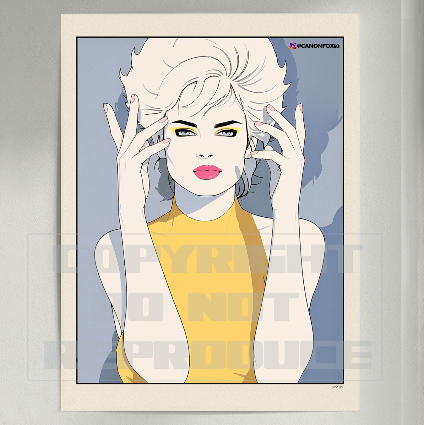 Ltd Exclusive Patrick Nagel Inspired 80s Fashion Woman Pop Art Nail salon Poster