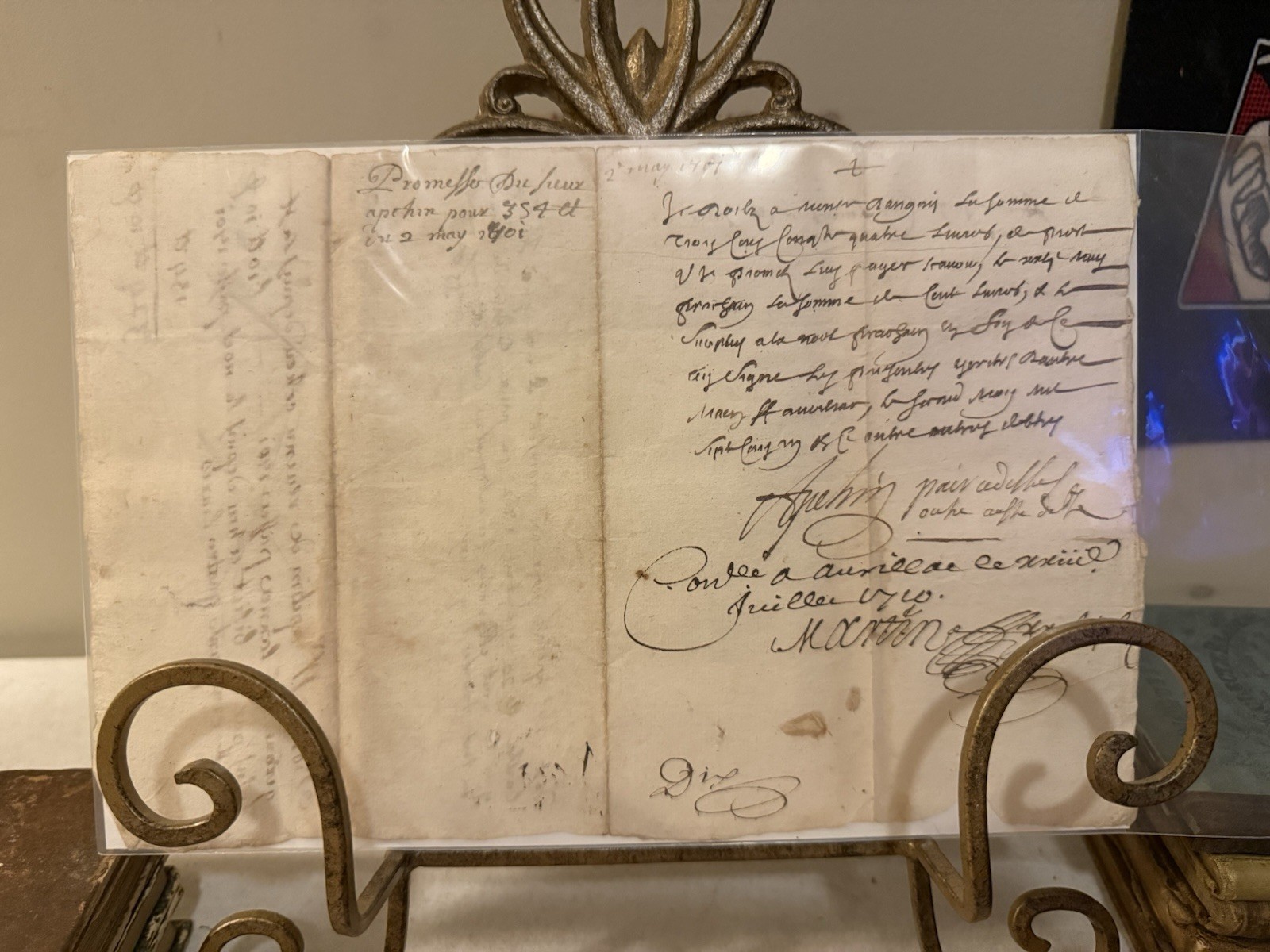 1701 Antique French Financial Promissory Note Manuscript - Aurillac Debt