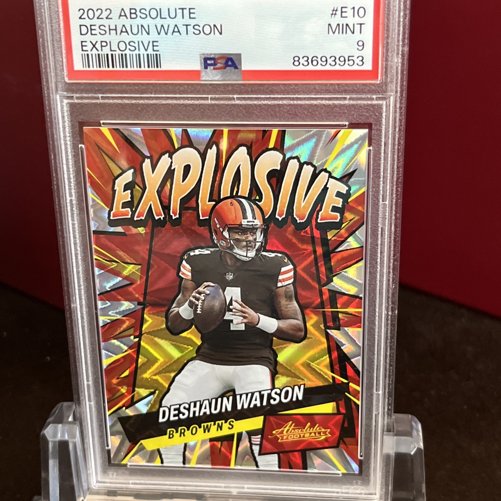 2022 Panini Absolute Deshaun Watson #E10 Explosive Browns PSA 9 Beautiful Card 2022 Panini Absolute Deshaun Watson #E10 Explosive Browns PSA 9 Beautiful Card