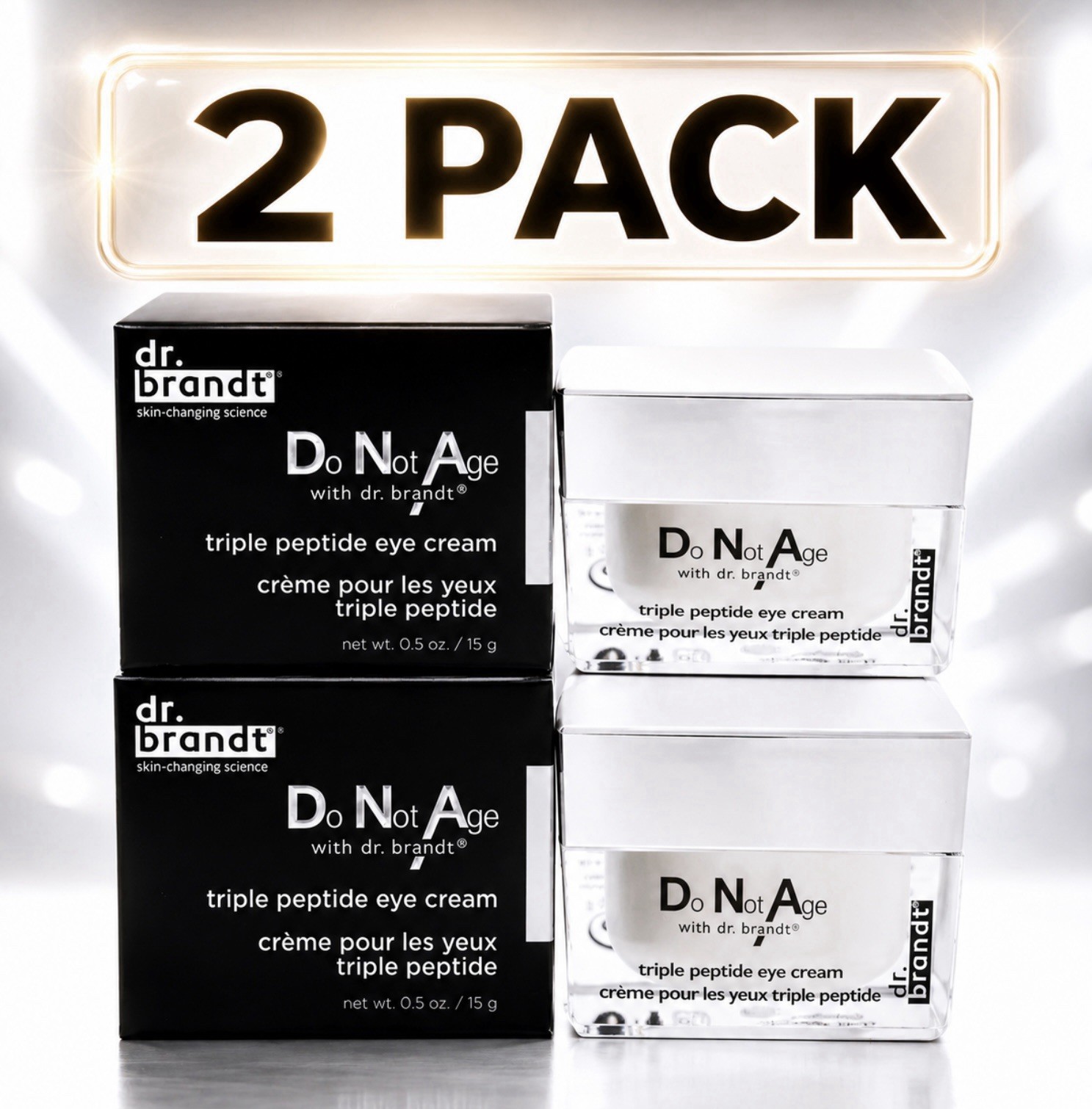 2 PACK Dr. Brandt Do Not Age by Dr. Brandt, Triple Peptide Eye Cream-0.5oz. X 2