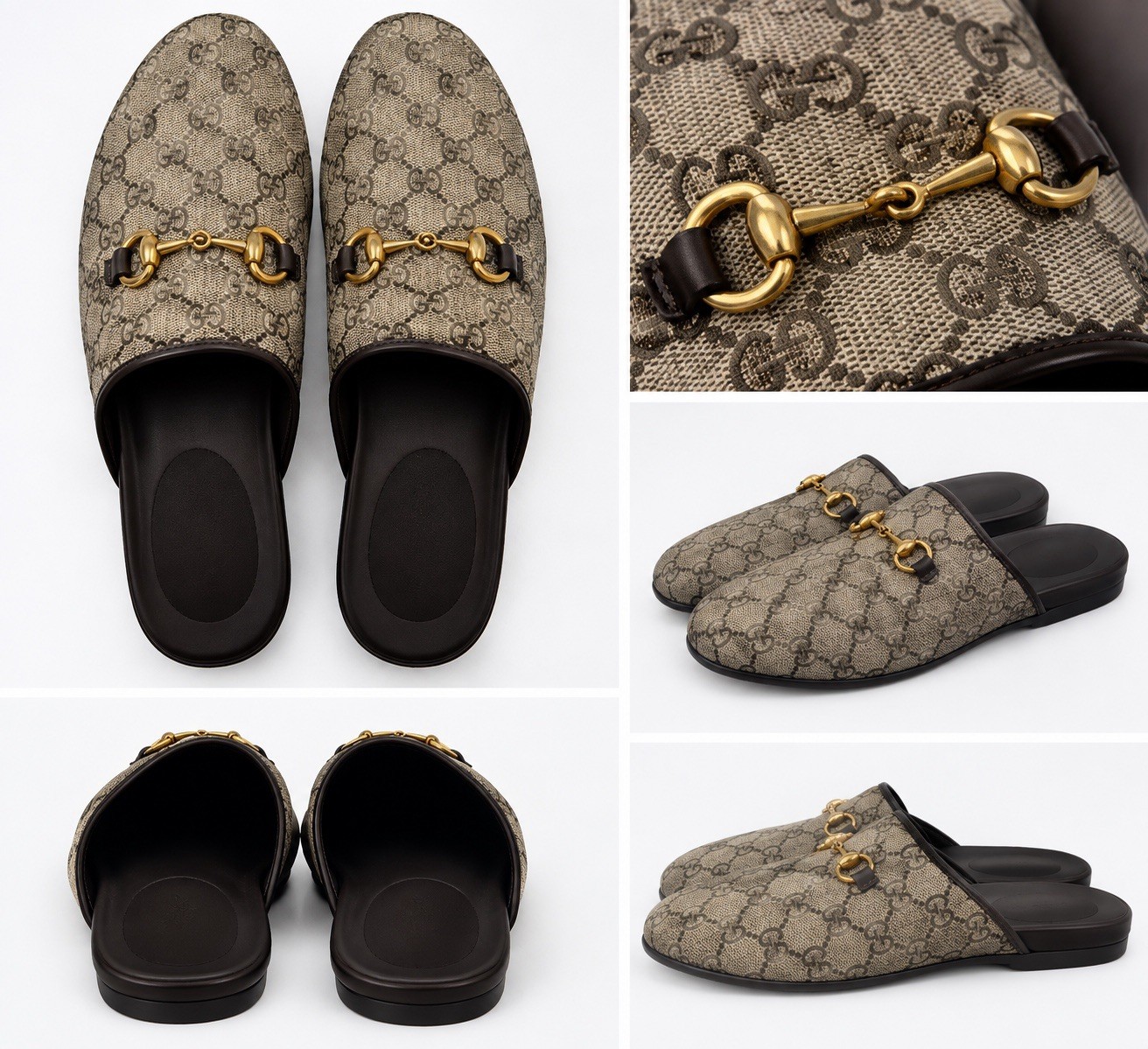 Gucci Princetown Horsebit Mules GG Canvas SIZE 9