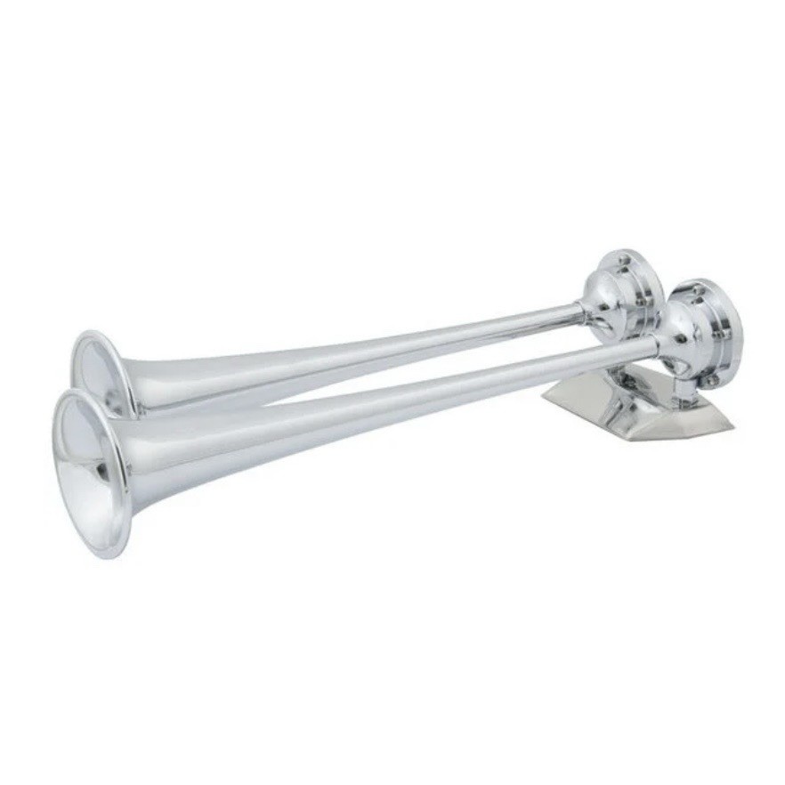 Marinco AFI 10106 Dual Trumpet Full Blast Air Horn 12V Chrome Brass 121dB