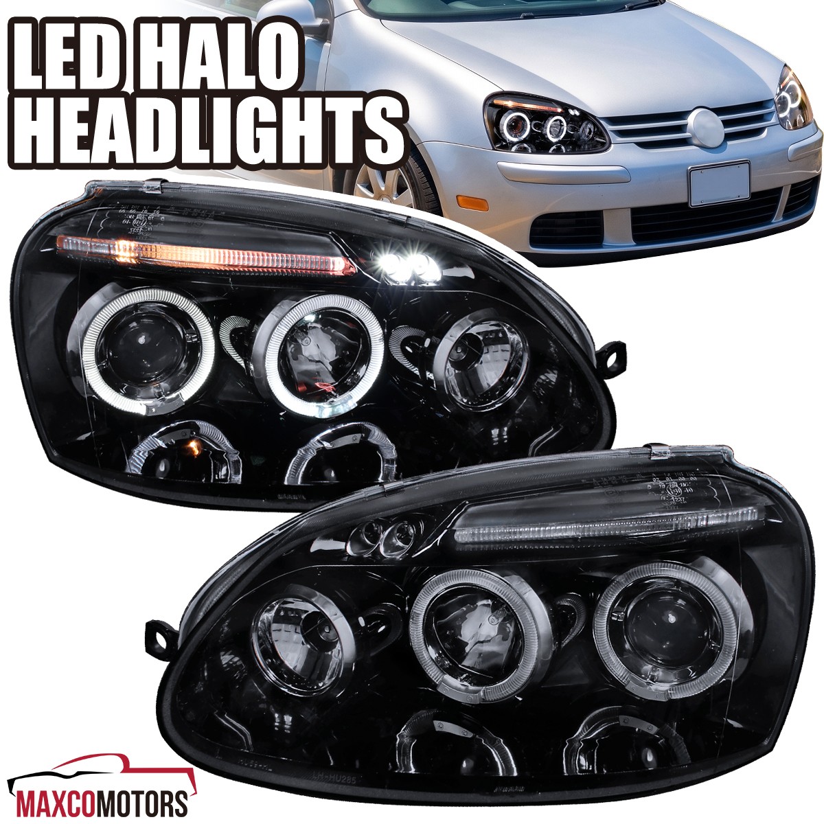 Smoke Fits 2006-2010 VW Jetta Golf MK5 Rabbit LED Halo Projector Headlights L+R Smoke Fits 2006-2010 VW Jetta Golf MK5 Rabbit LED Halo Projector Headlights L+R