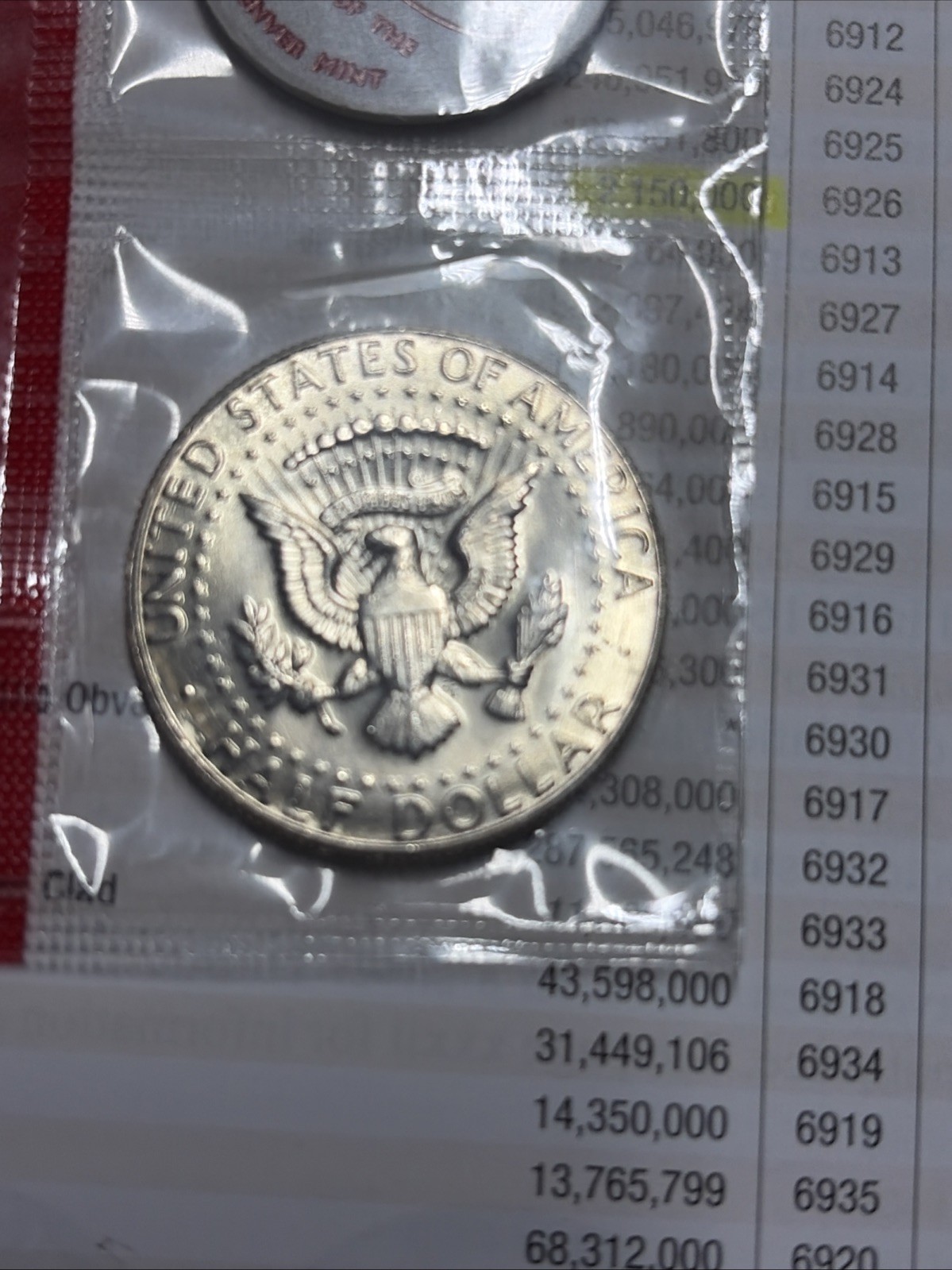 1970-D Kennedy 40% Silver Half $ LOW MINTAGE  2,150000. STILL IN MINT CELLO