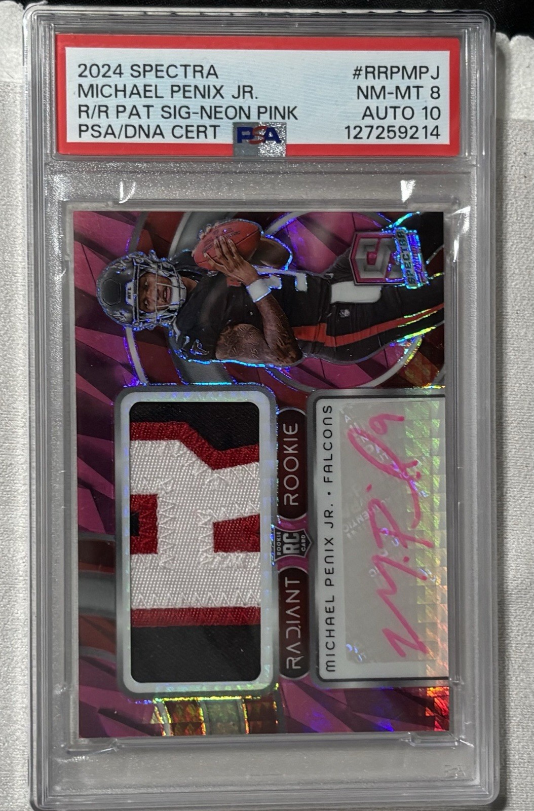 2024 Panini Spectra -Radiant Rookie Signatures Michael Penix Jr. #RRP-2 /25 PSA8 2024 Panini Spectra -Radiant Rookie Signatures Michael Penix Jr. #RRP-2 /25 PSA8