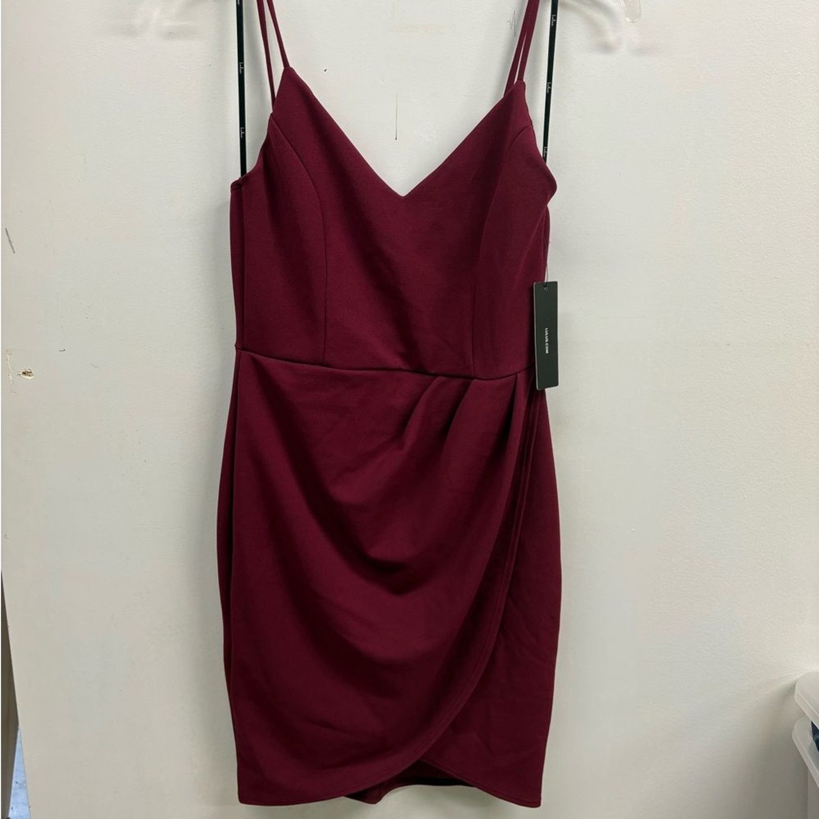 Lulu\'s Black Spaghetti-Strap Tulip-Hem Mini Dress NWT