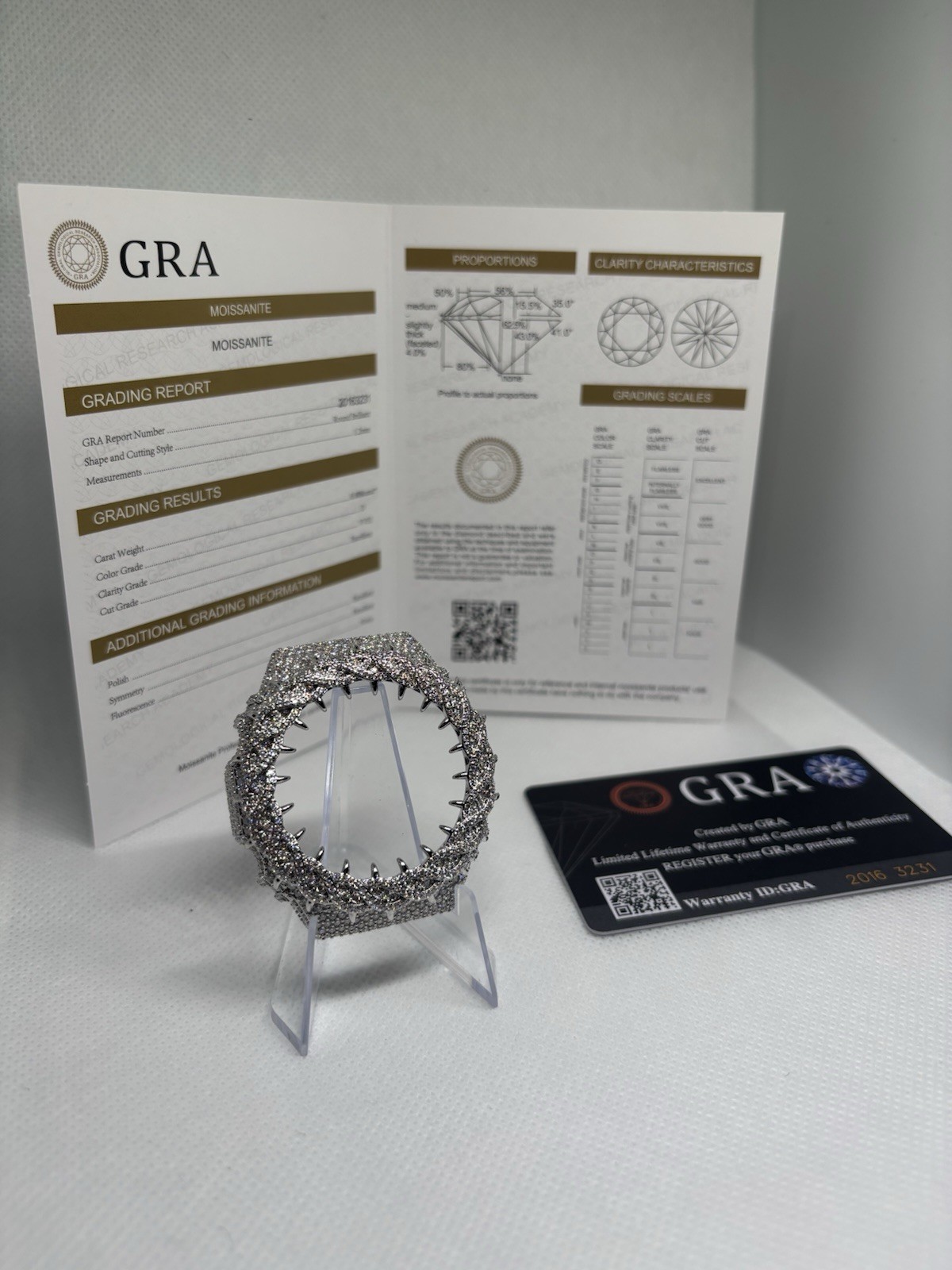 GRA Certified Moissanite Bezel - Casio GShock GA-2100 Bezel Mod - Silver Rope