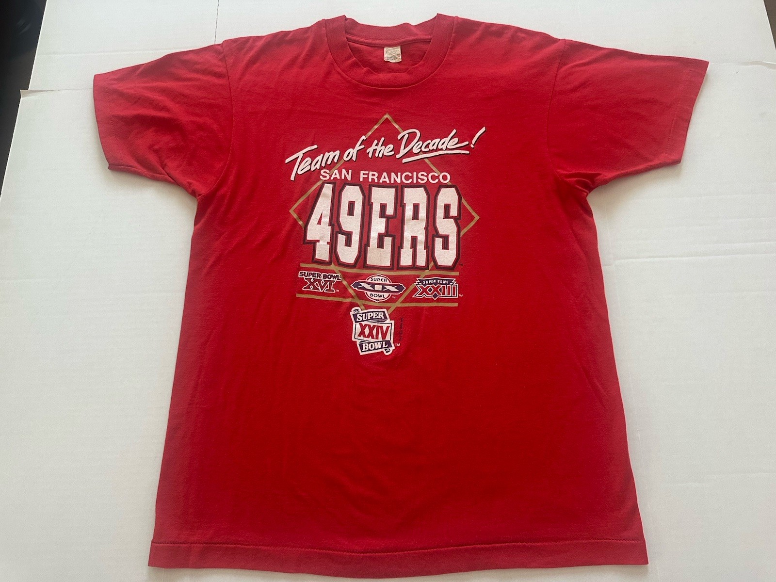 Vtg 89 SF 49ers Team Of The Decade Single Stitch Screen Stars Shirt L Made USA