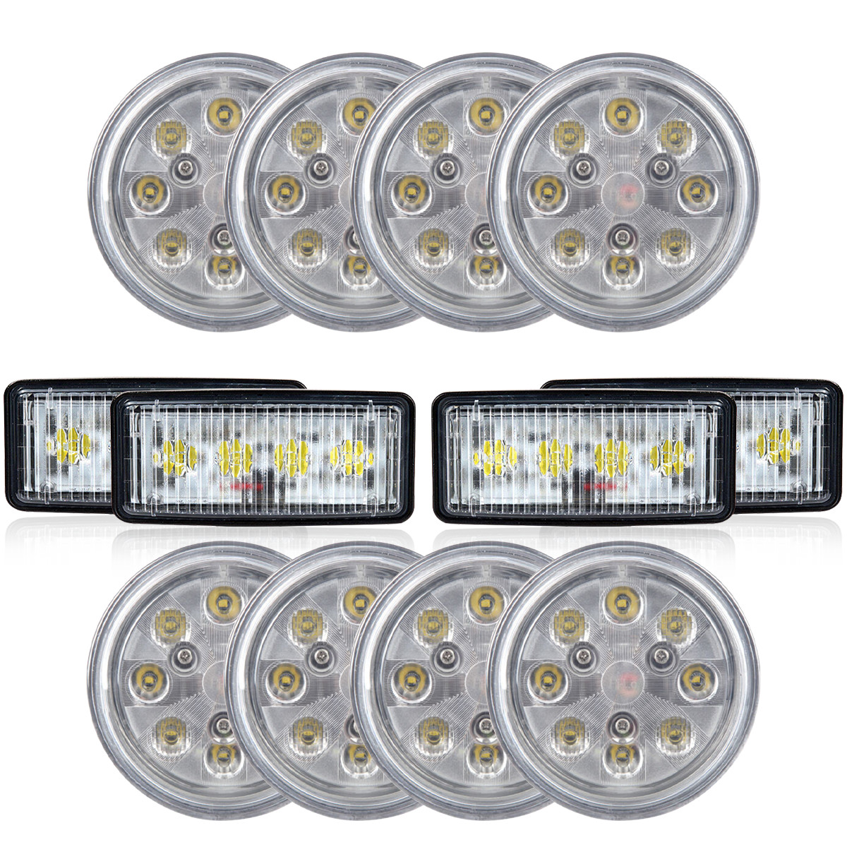 12pcs LED Work lights Kit For Deere 50 Series: 4050 4250 4450 4650 4850