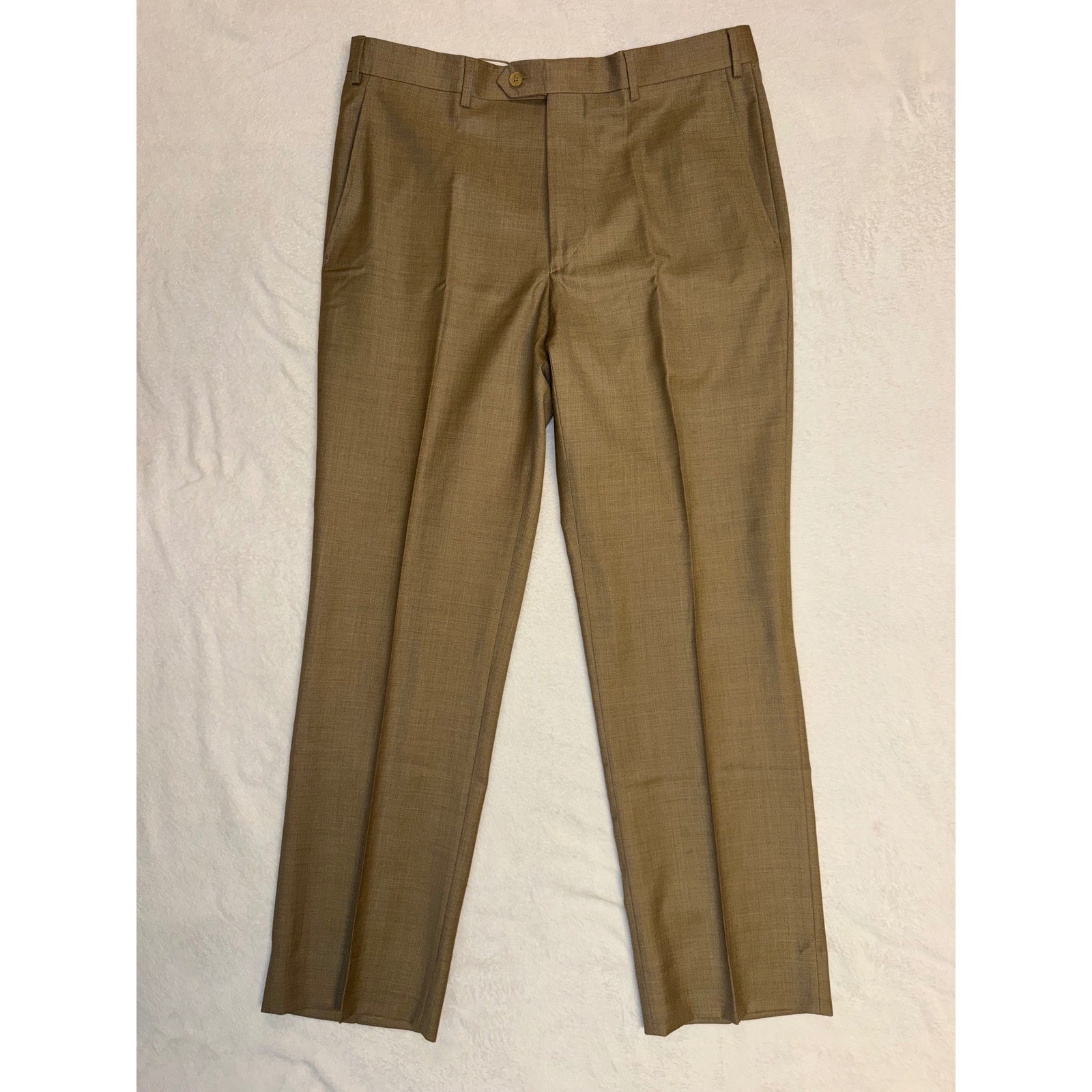 Santorelli Romeo Luxury Serge Tan Wool Dress Pants 36 Italy 1900F Mens