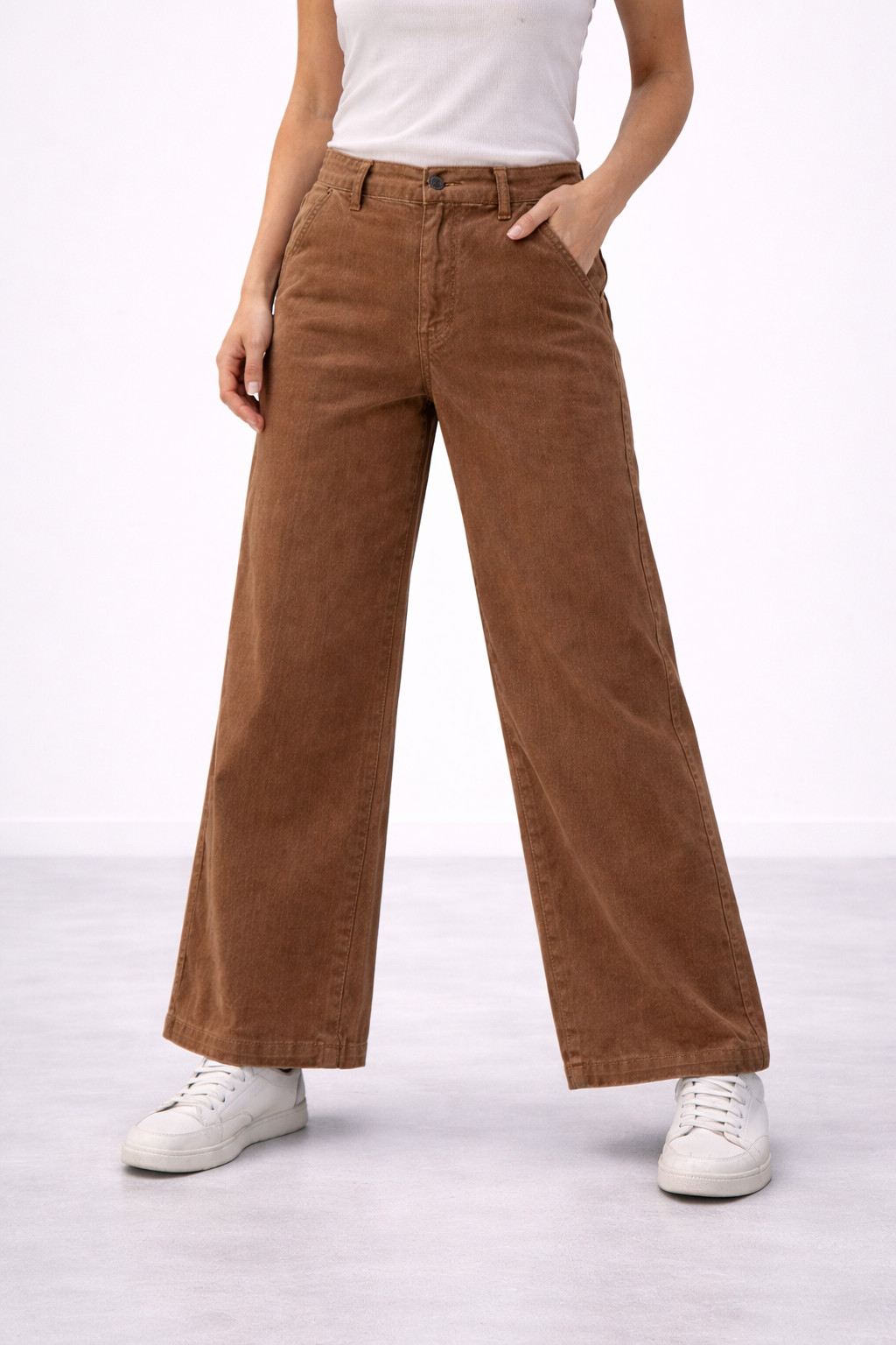 L.L. Bean 207 Jeans Womens 14 High Rise Wide Leg Maple Brown Denim Pants