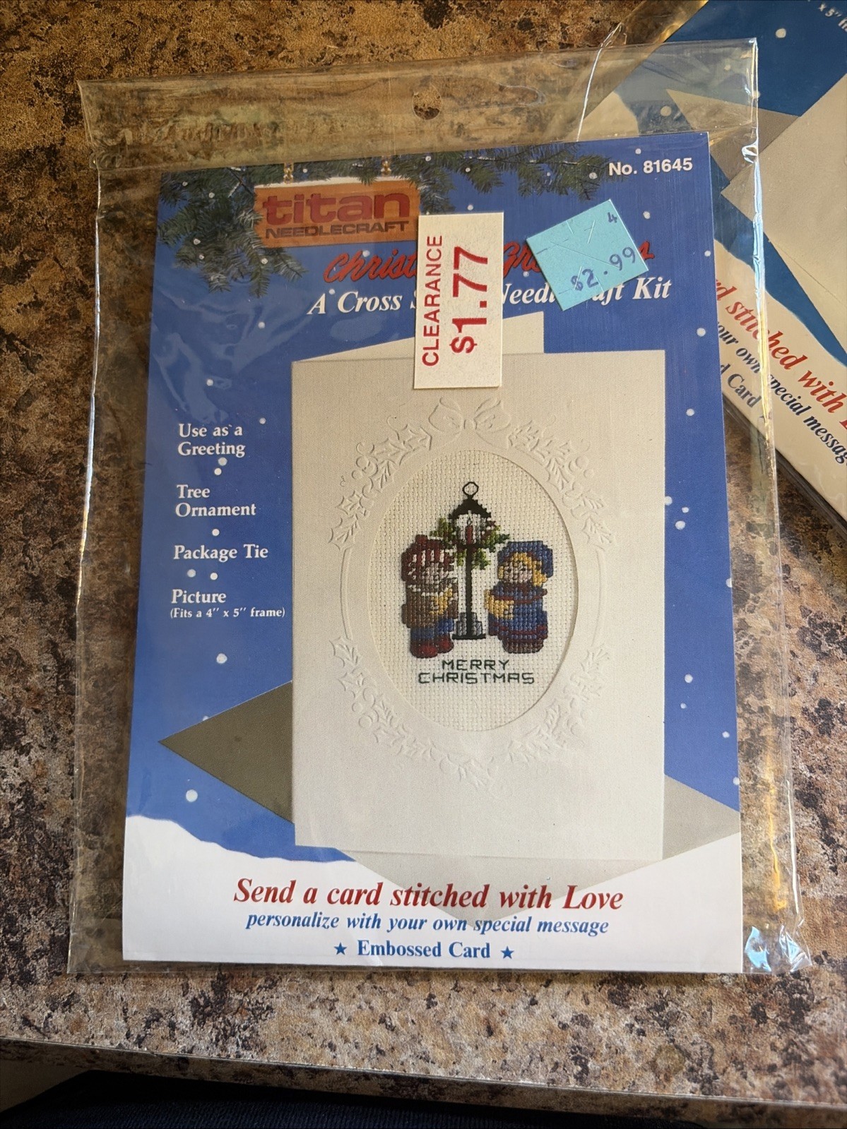 VTG 1988 Titan NEEDLECRAFT Christmas Card Cross Stitch Needlecraft Kit #81645