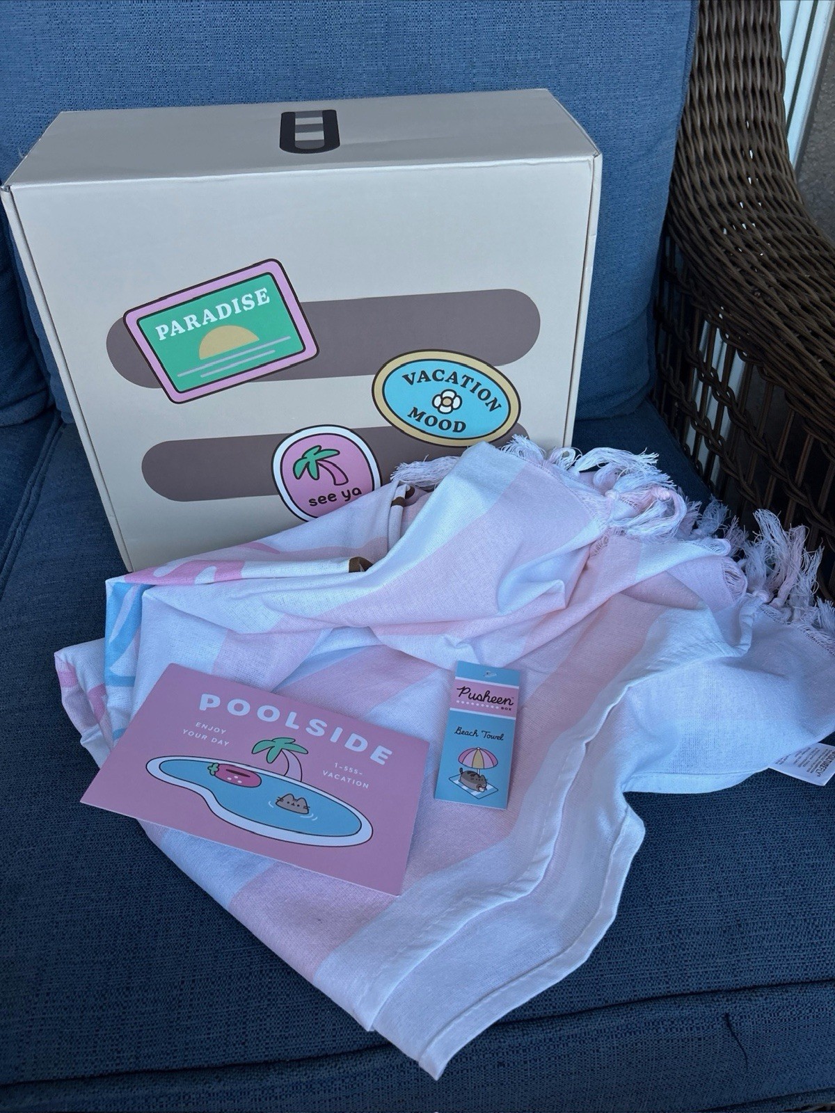 2026 Pusheen Summer Box. Brand New Turkish Style Beach Towel or Chair towel (P) 2026 Pusheen Summer Box. Brand New Turkish Style Beach Towel or Chair towel (P)