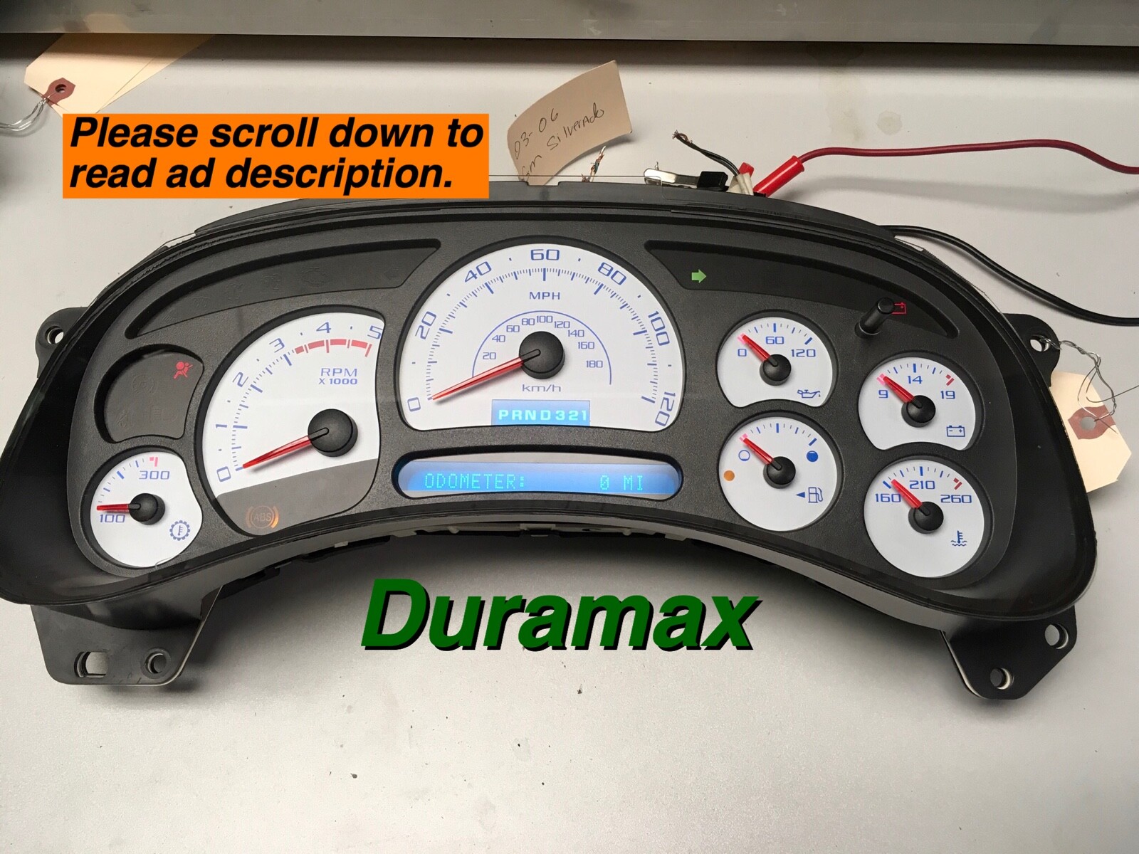 03 ,04 Chevy Duramax Speedometer cluster. REFURBISHED. LEDs 