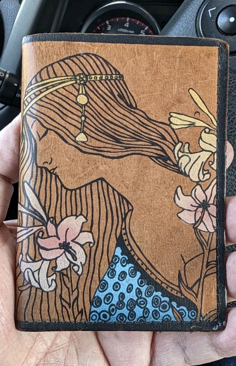 Leather Bifold Wallet L\'Ermitage Print By Paul Berthon 1897 Cards Free Card Case Leather Bifold Wallet L\'Ermitage Print By Paul Berthon 1897 Cards Free Card Case