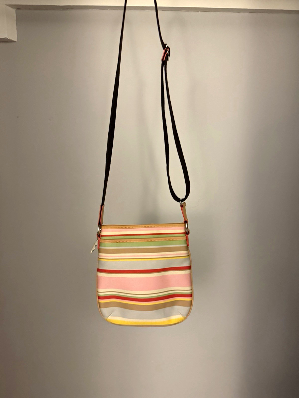 Vintage Y2K Coach Hamptons Pastel Stripe Crossbody Bag Daisy Charm
