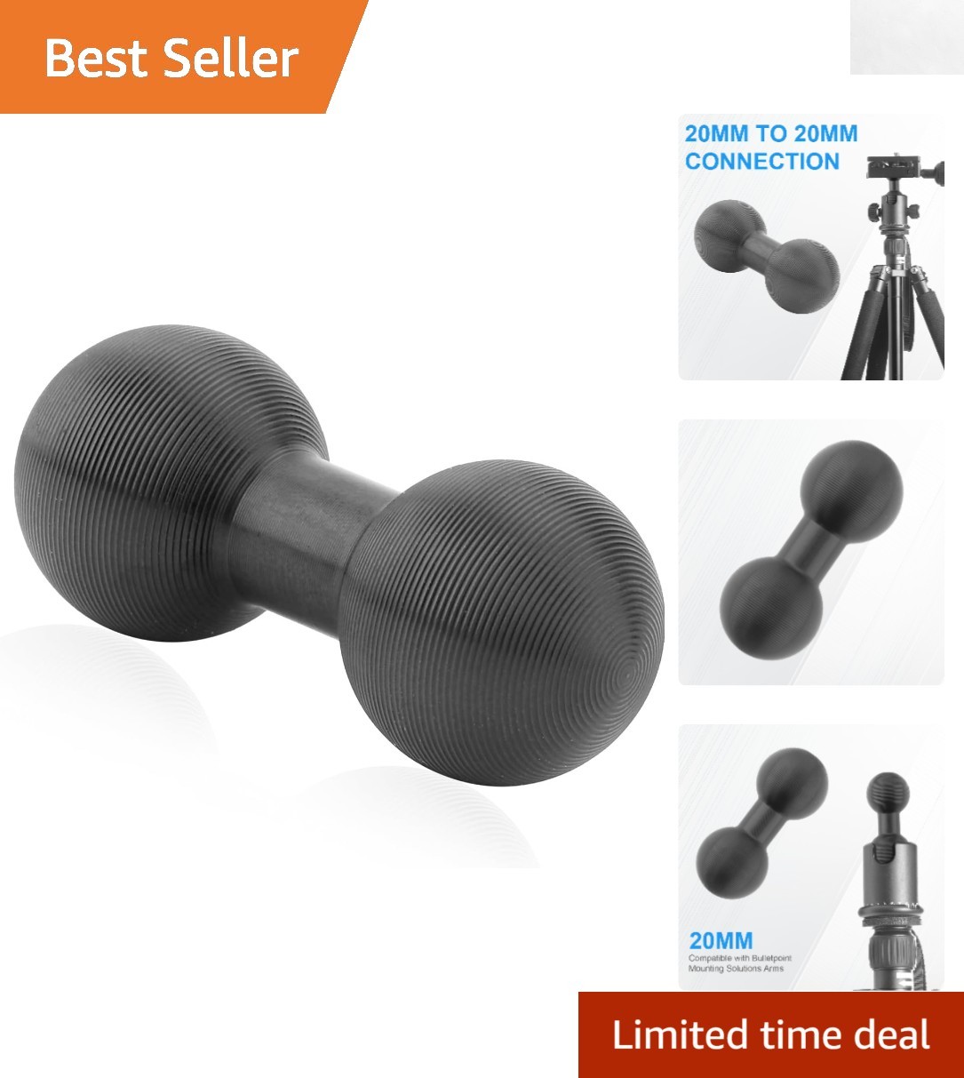 Aluminum Alloy 20mm to 20mm Ball Mount - Durable Connection for Your Camera Gear