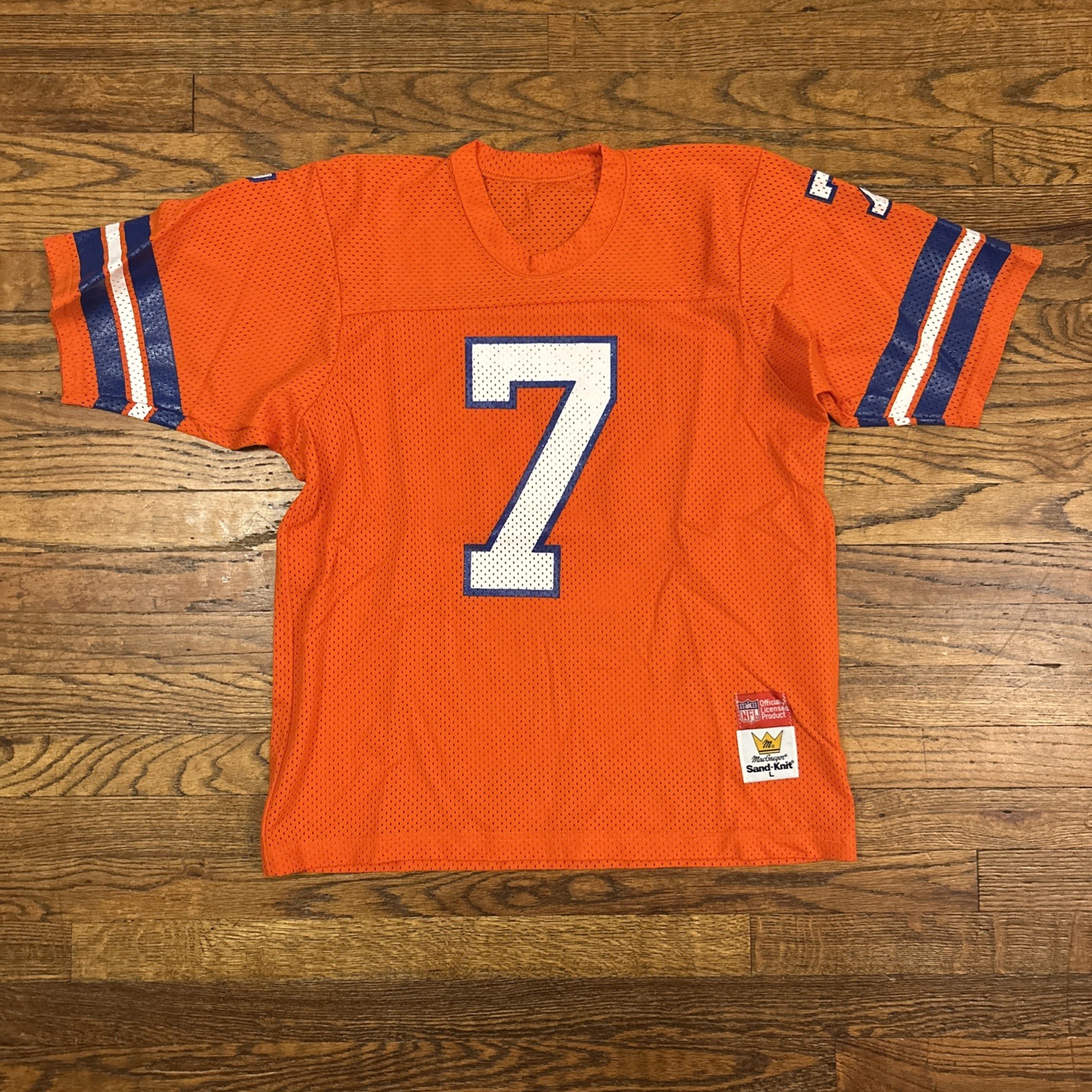 John Elway #7 Denver Broncos NFL  Sand-Knit Jersey Size Large Vintage 80s