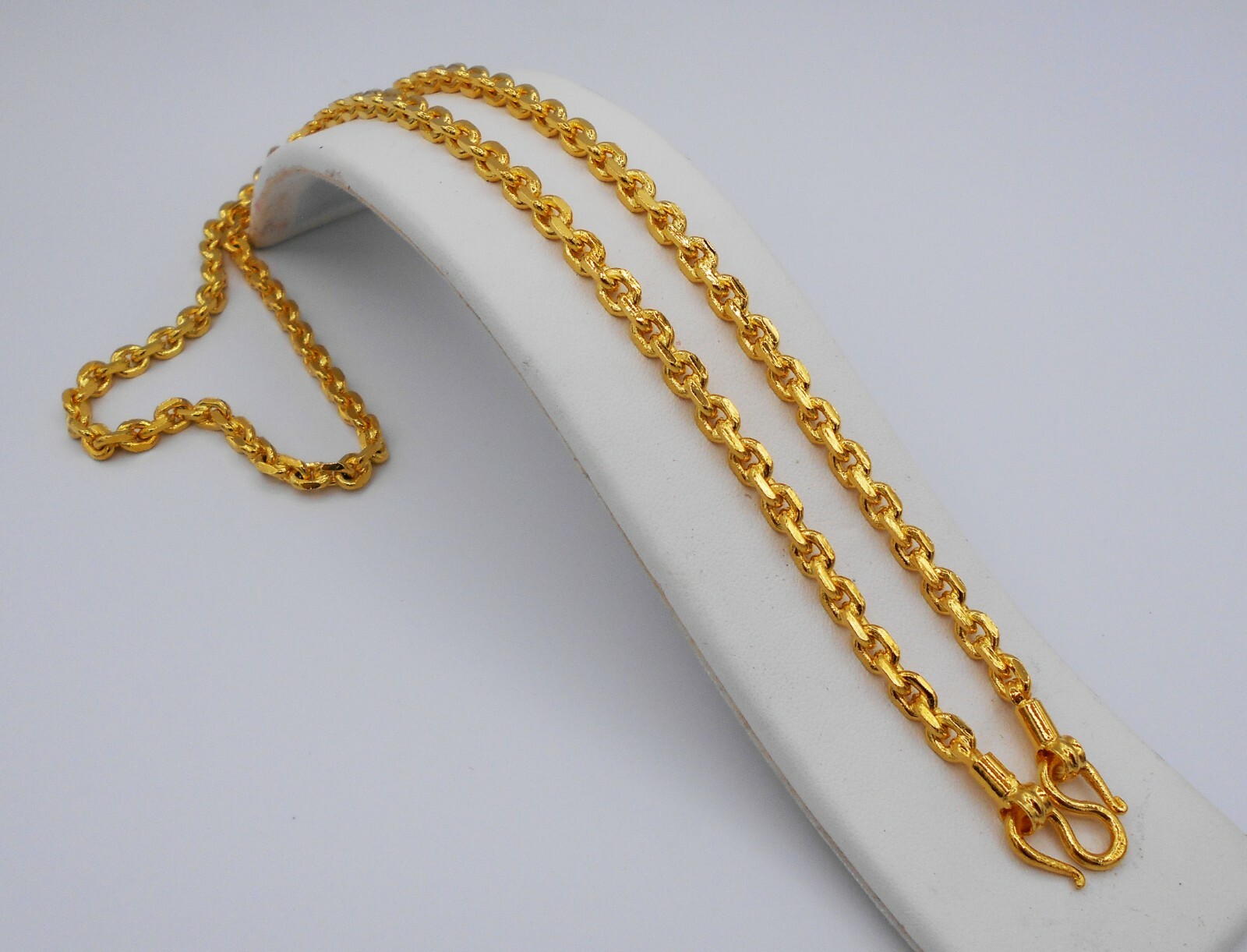 4 MM Chain Necklace Thai Baht Yellow Gold Plated 22K 23k 24k Jewelry 20 inches