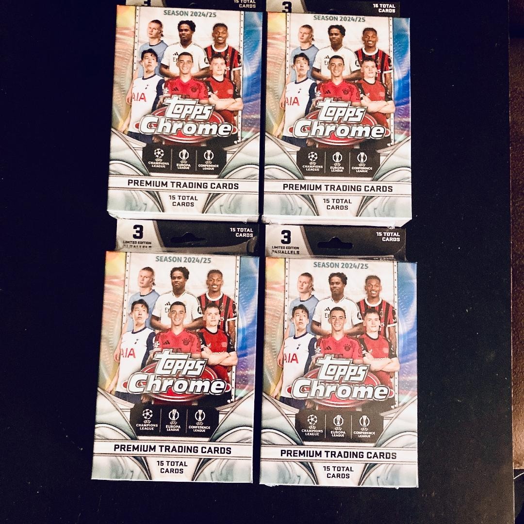 Topps Chrome UEFA Club Comp. LOT of 4 2024-25 Hngr Box Brand New-PRICED TO SELL Topps Chrome UEFA Club Comp. LOT of 4 2024-25 Hngr Box Brand New-PRICED TO SELL