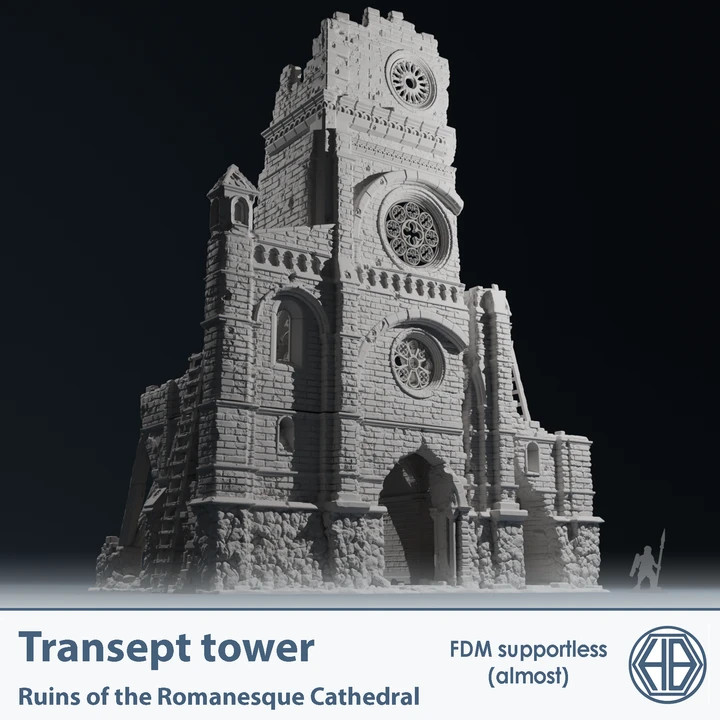 Romanesque Temple Transept Tower | Wargame Terrain | Multi-Piece | FDM printed Romanesque Temple Transept Tower | Wargame Terrain | Multi-Piece | FDM printed