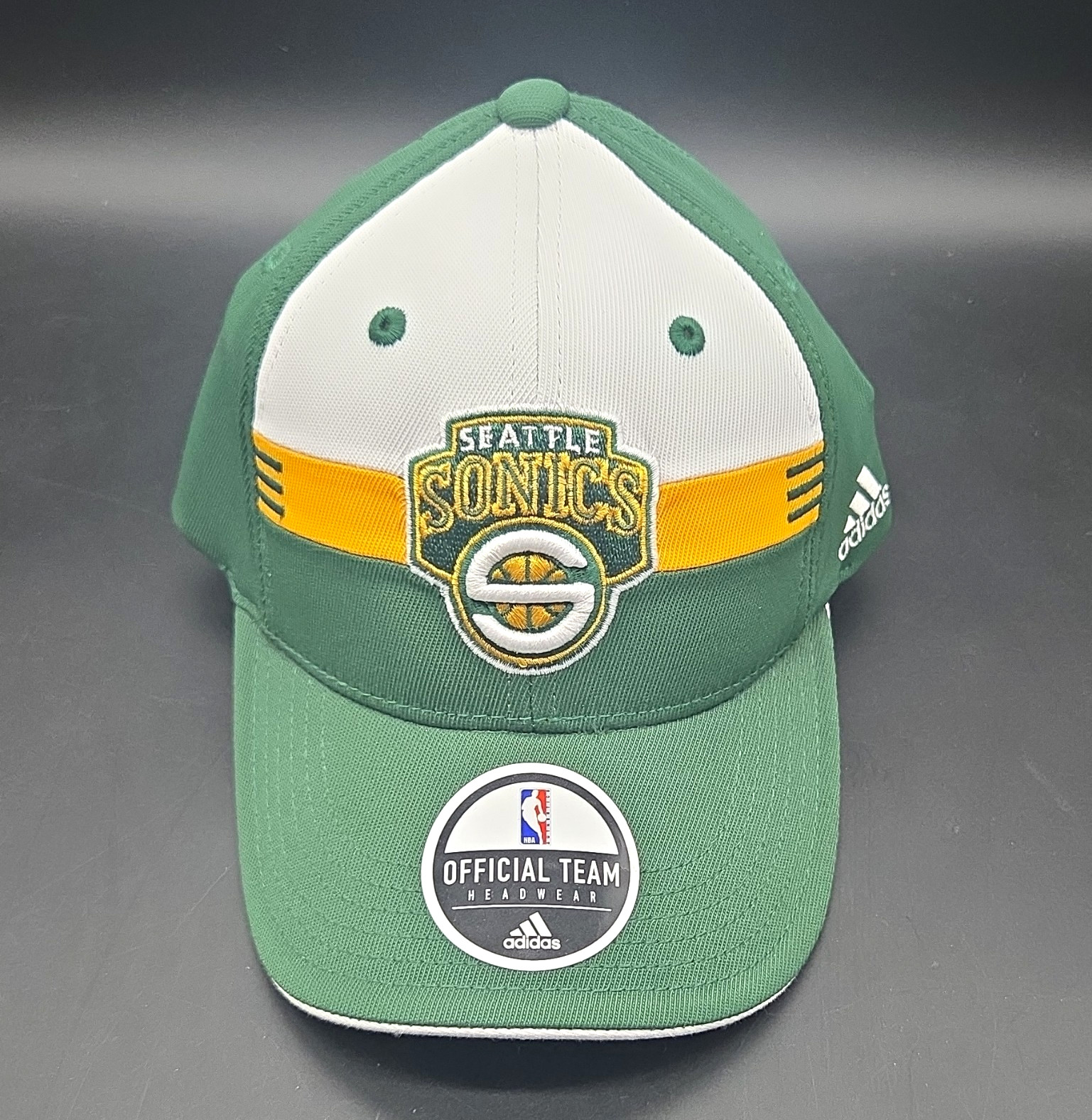 Adidas Seattle Supersonics NBA Officially Licensed Cap Green/White/Yellow Adidas Seattle Supersonics NBA Officially Licensed Cap Green/White/Yellow