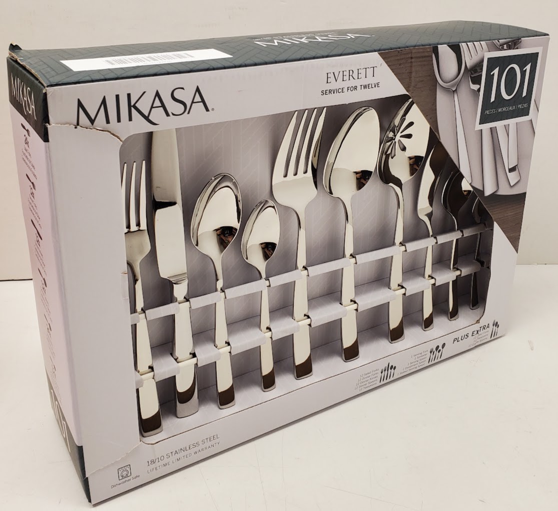 Mikasa Everett 101-Piece Flatware Set Stainless Steel Service for 12 (NIB)