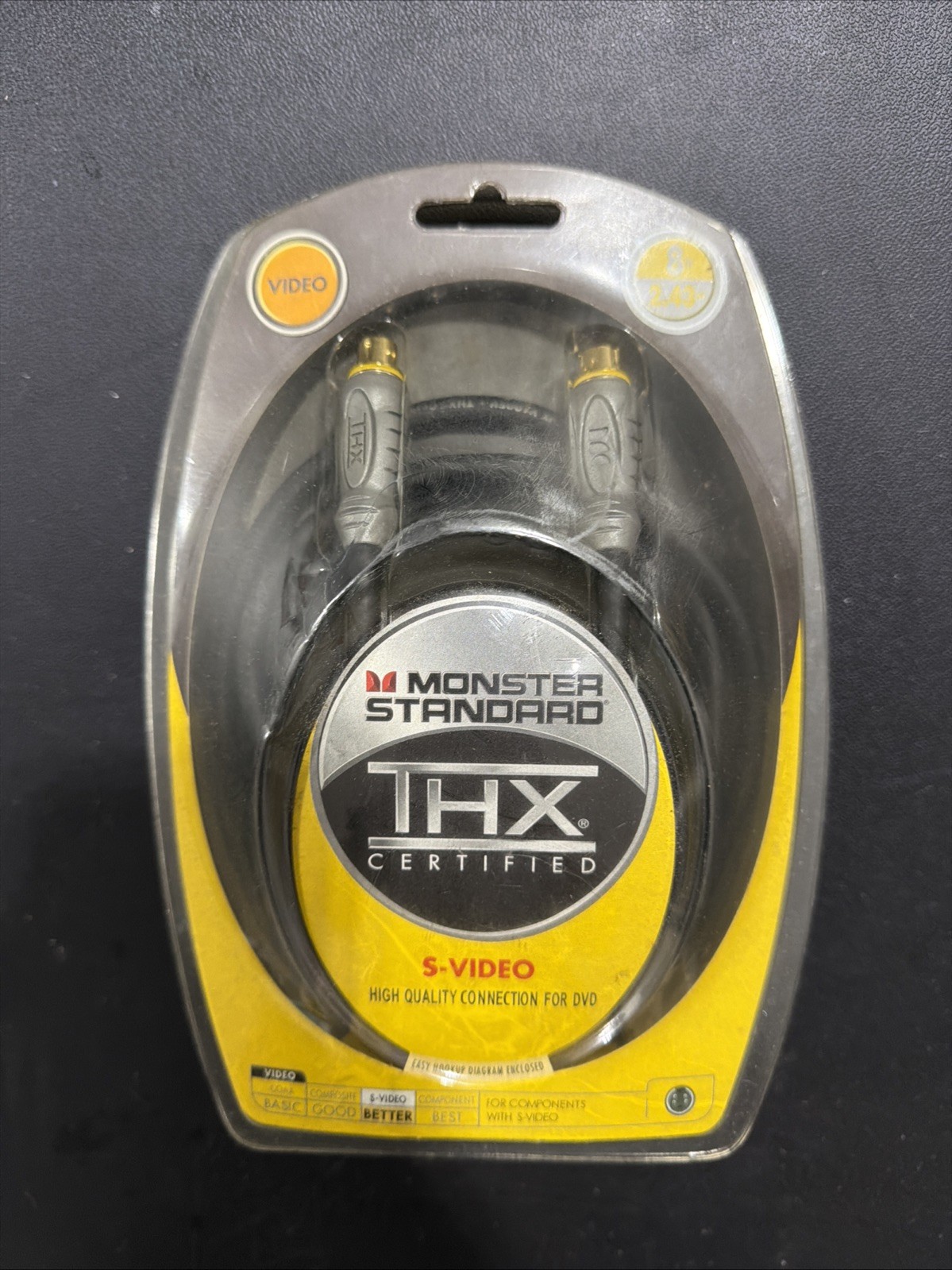 Monster Standard THX Certified S- Video High Quality Connection 8ft New Sealed Monster Standard THX Certified S- Video High Quality Connection 8ft New Sealed