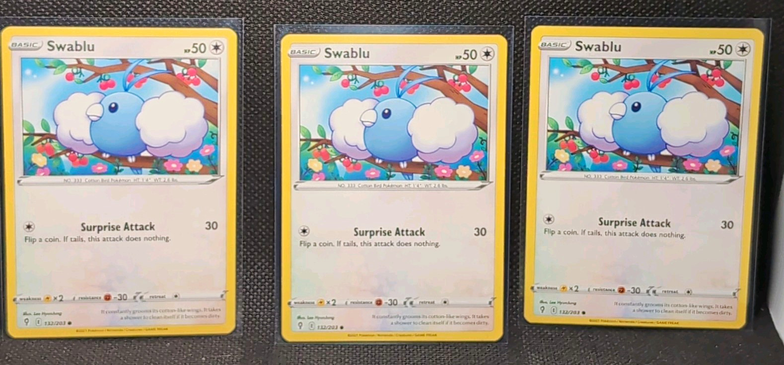 Pokemon TCG Swablu 132/203 Scarlet & Violet 3 Card Lot Common Regular English