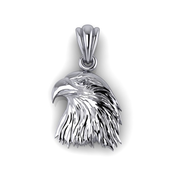 Elegant Eagle Head Pendant 999 Fine Silver 35mm  Handmade USA Eagle